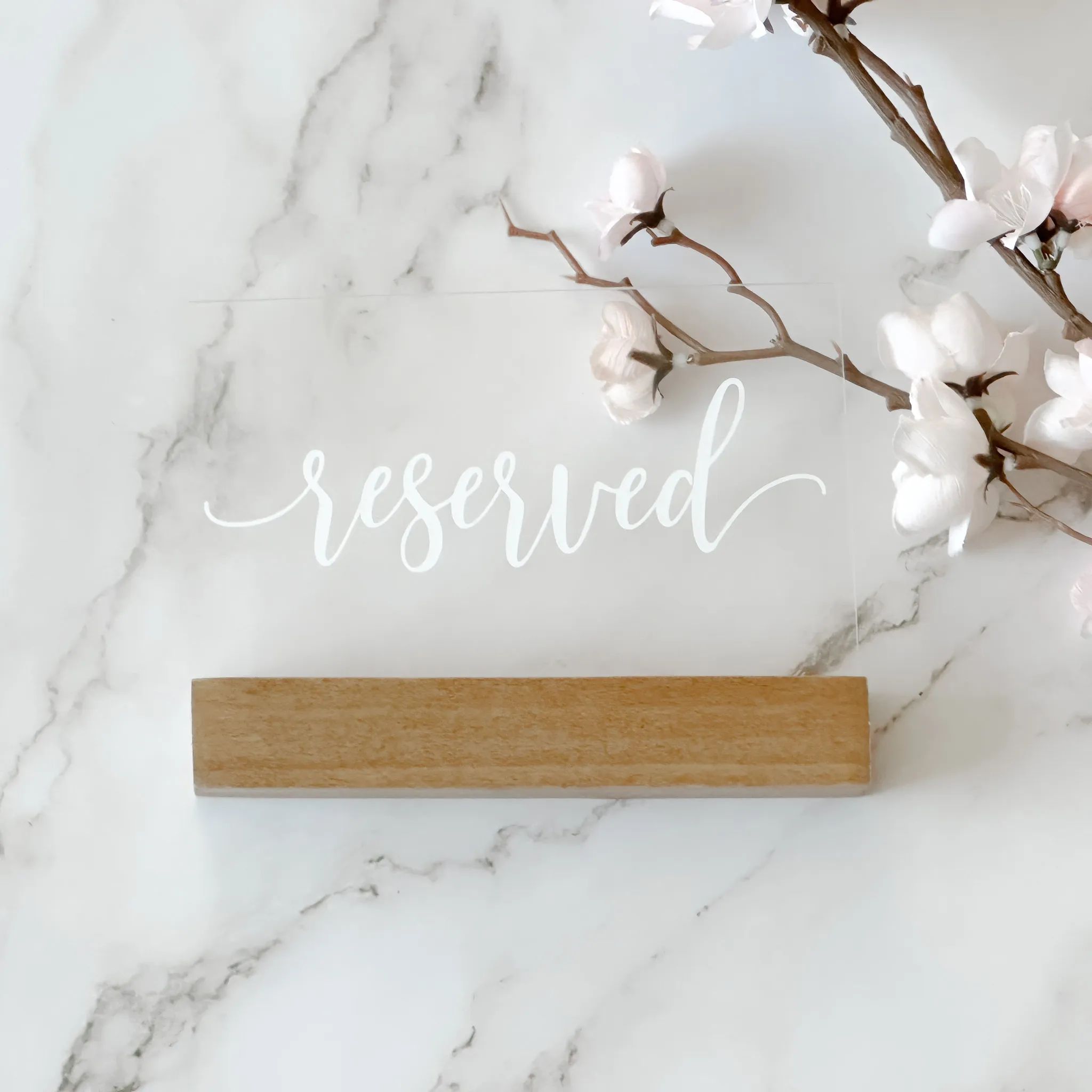 Reserved Acrylic Sign (Aspen) - Clear/White