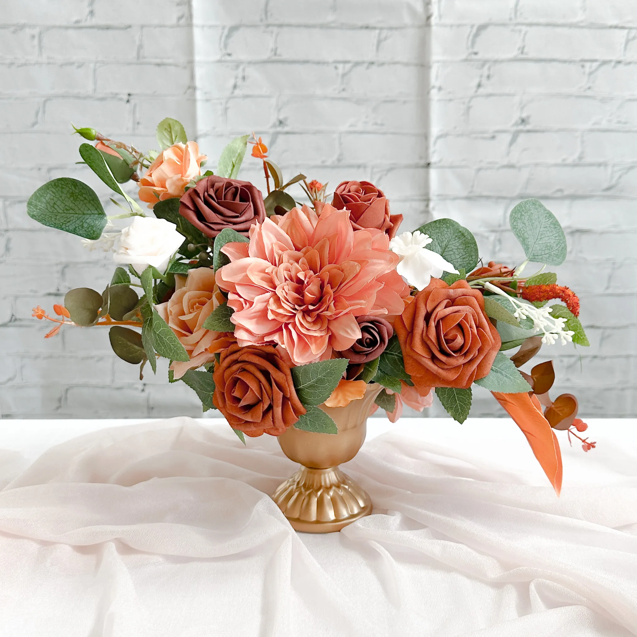 Floral Feature - Gold Vase (Terracotta)