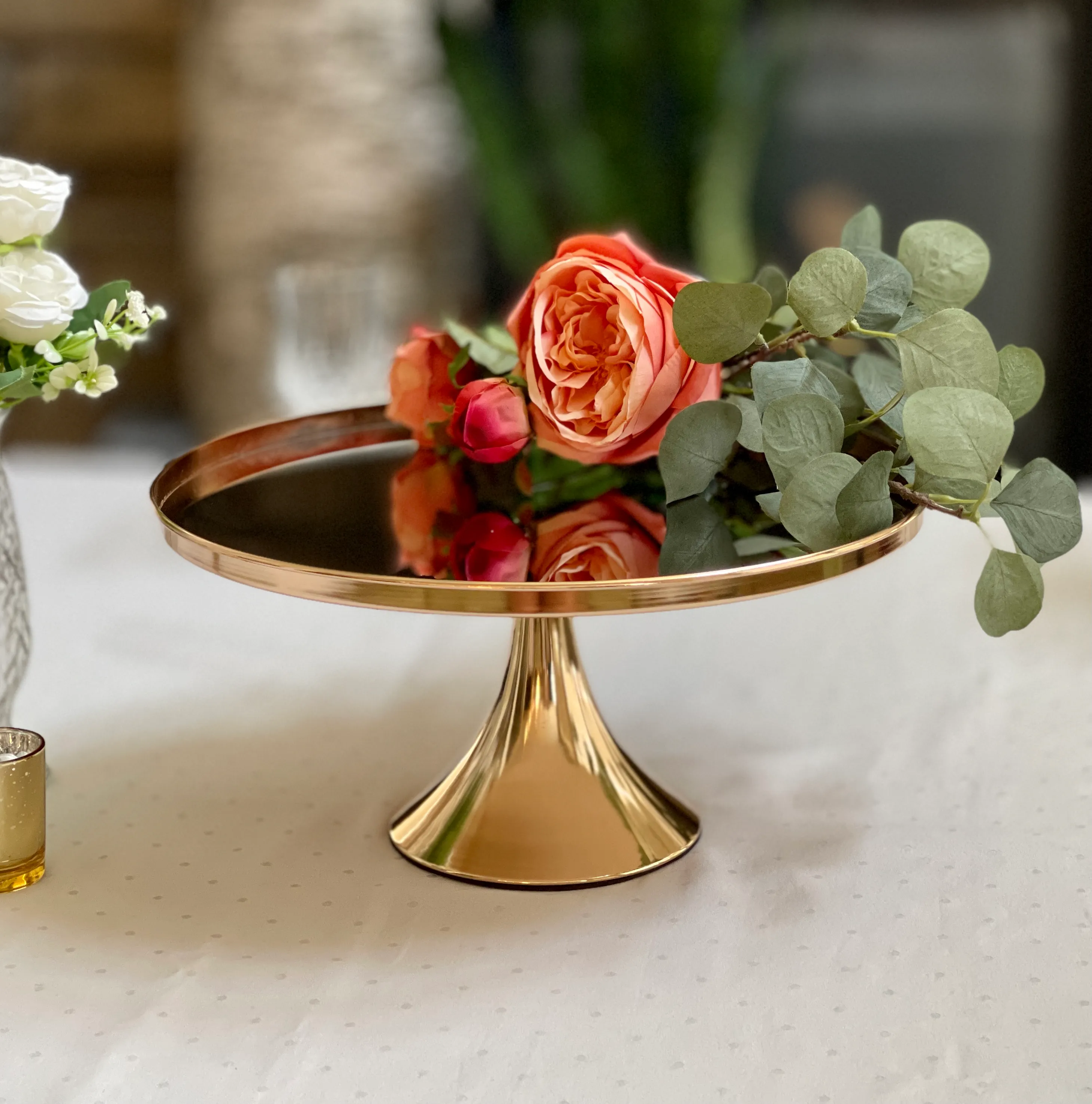 Cake Stand (14") - Gold Mirror Top