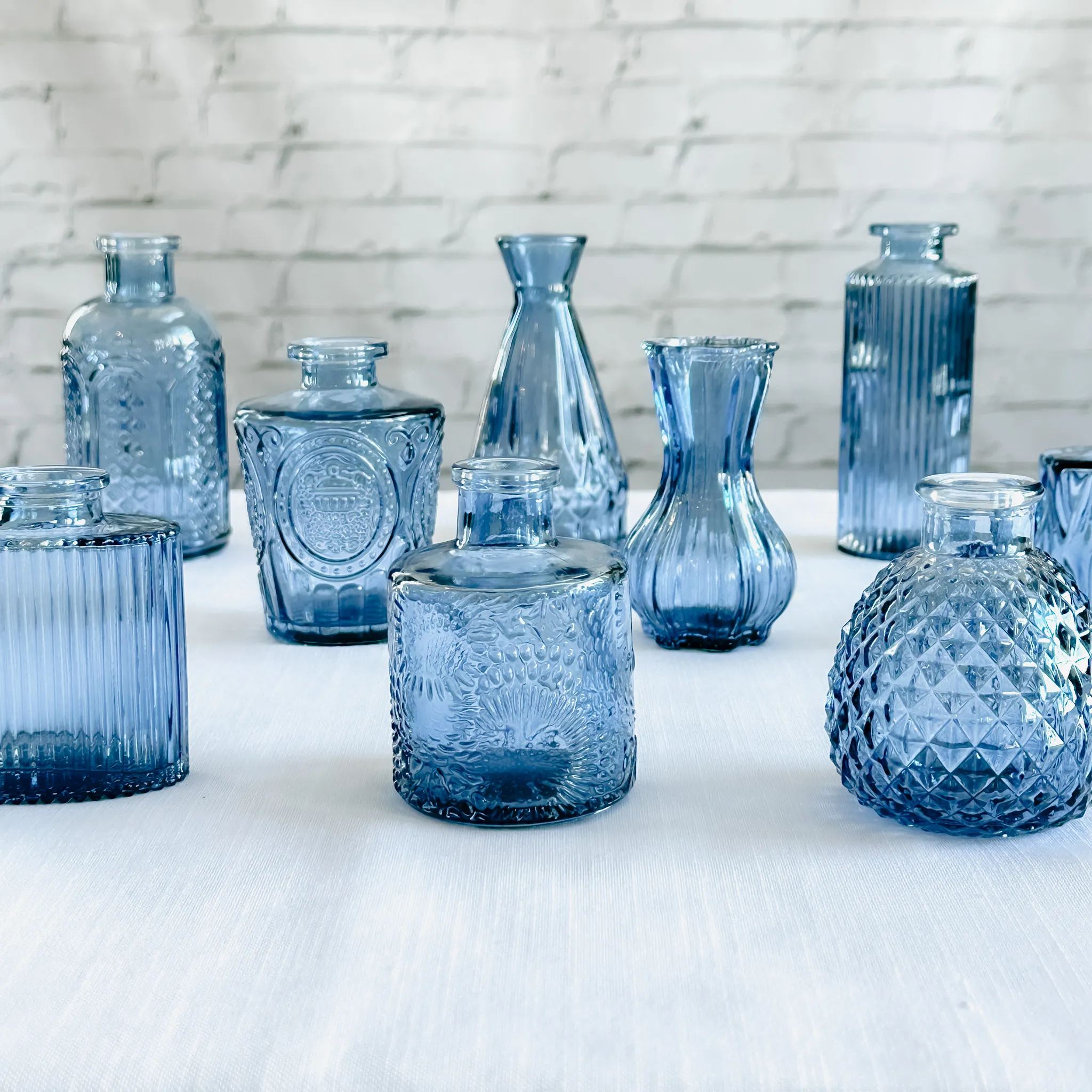 Mixed Vintage Bud Vase - Blue