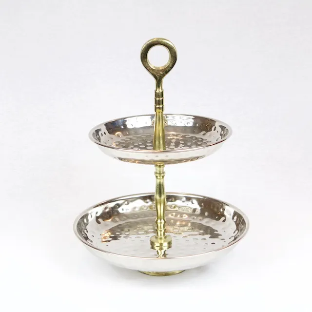 2 Tiered Gold and Silver Dessert Stand