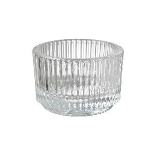 Ribbed Glass Tealight Holders - Set of 12