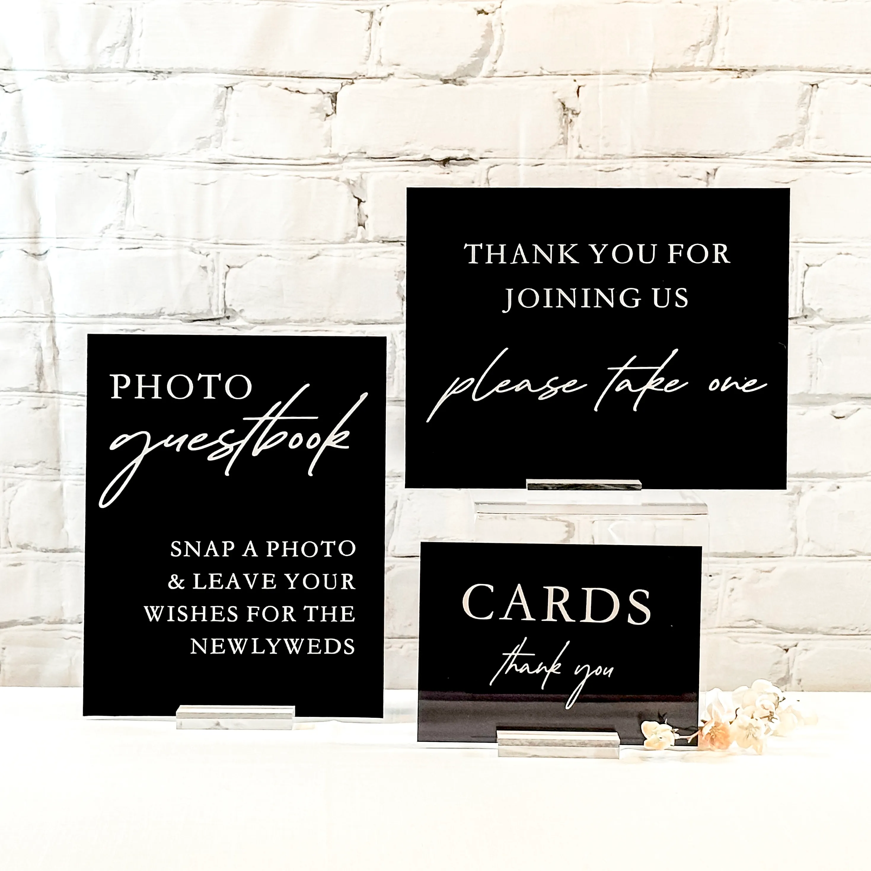 Photo Guestbook Acrylic Sign (Rome) - Black/White