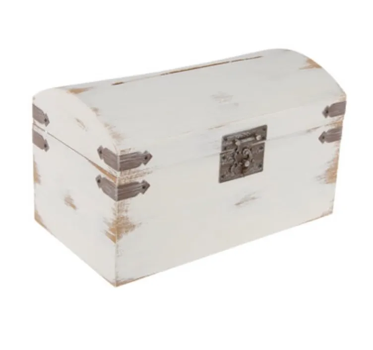 Card Box - White Wood Distressed