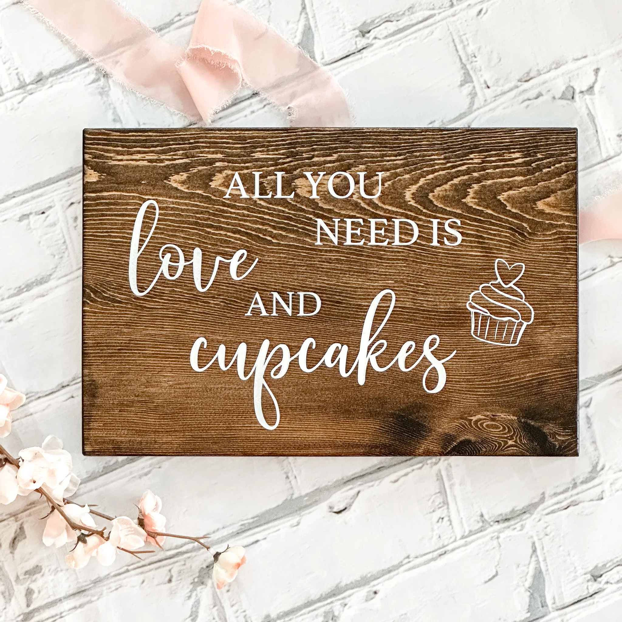 Cupcake Wood Sign (Geneva) - Dark