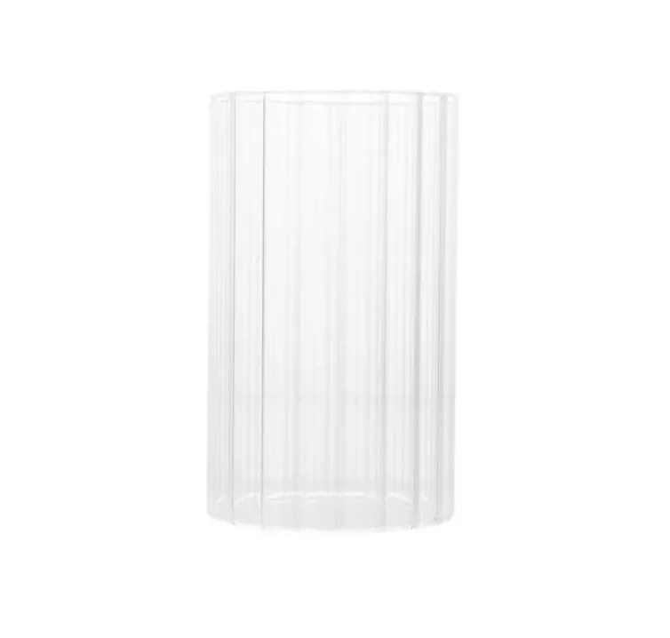 Ribbed Glass Cylinder Vase (8")