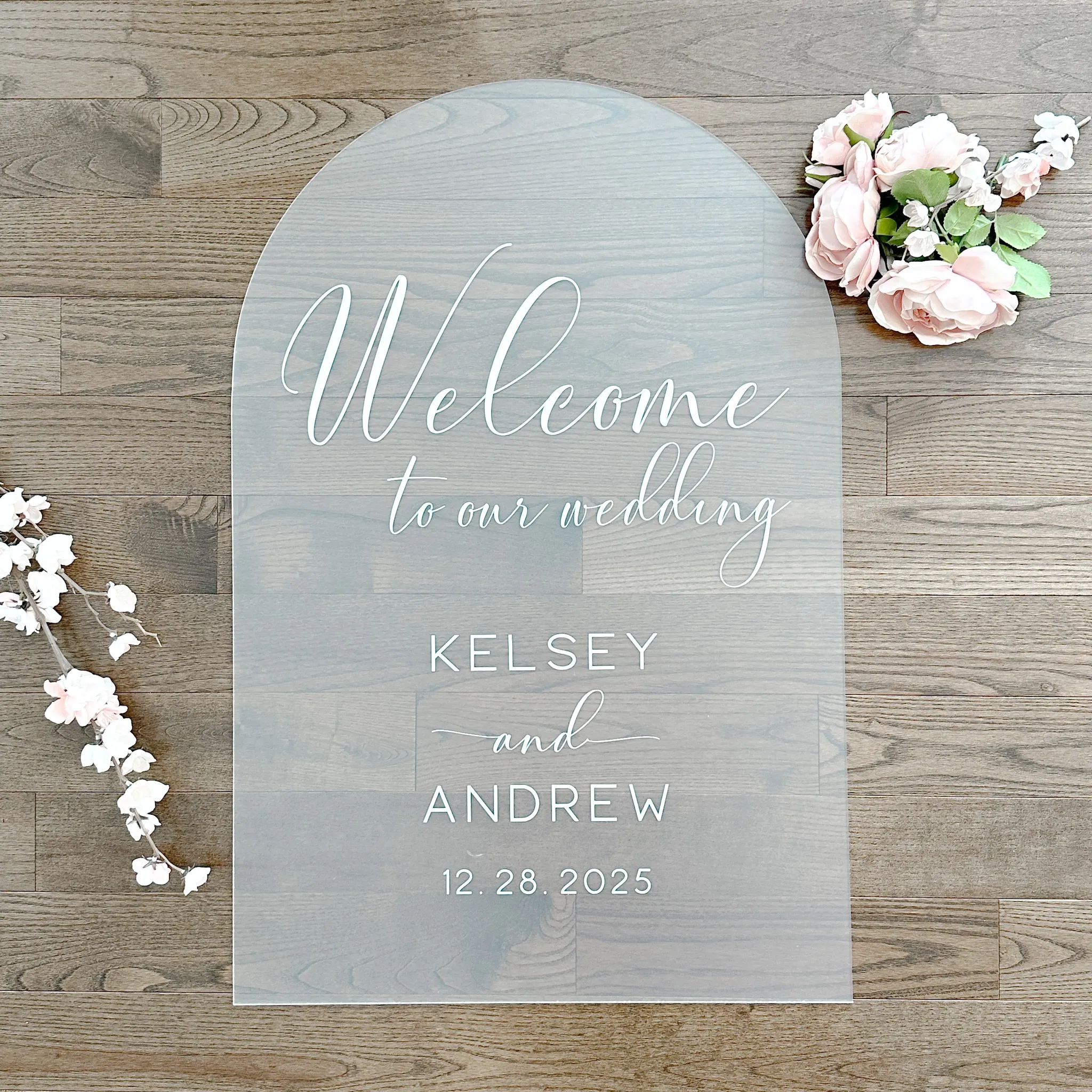 Custom Welcome Acrylic Sign (Havana) - Frosted/White