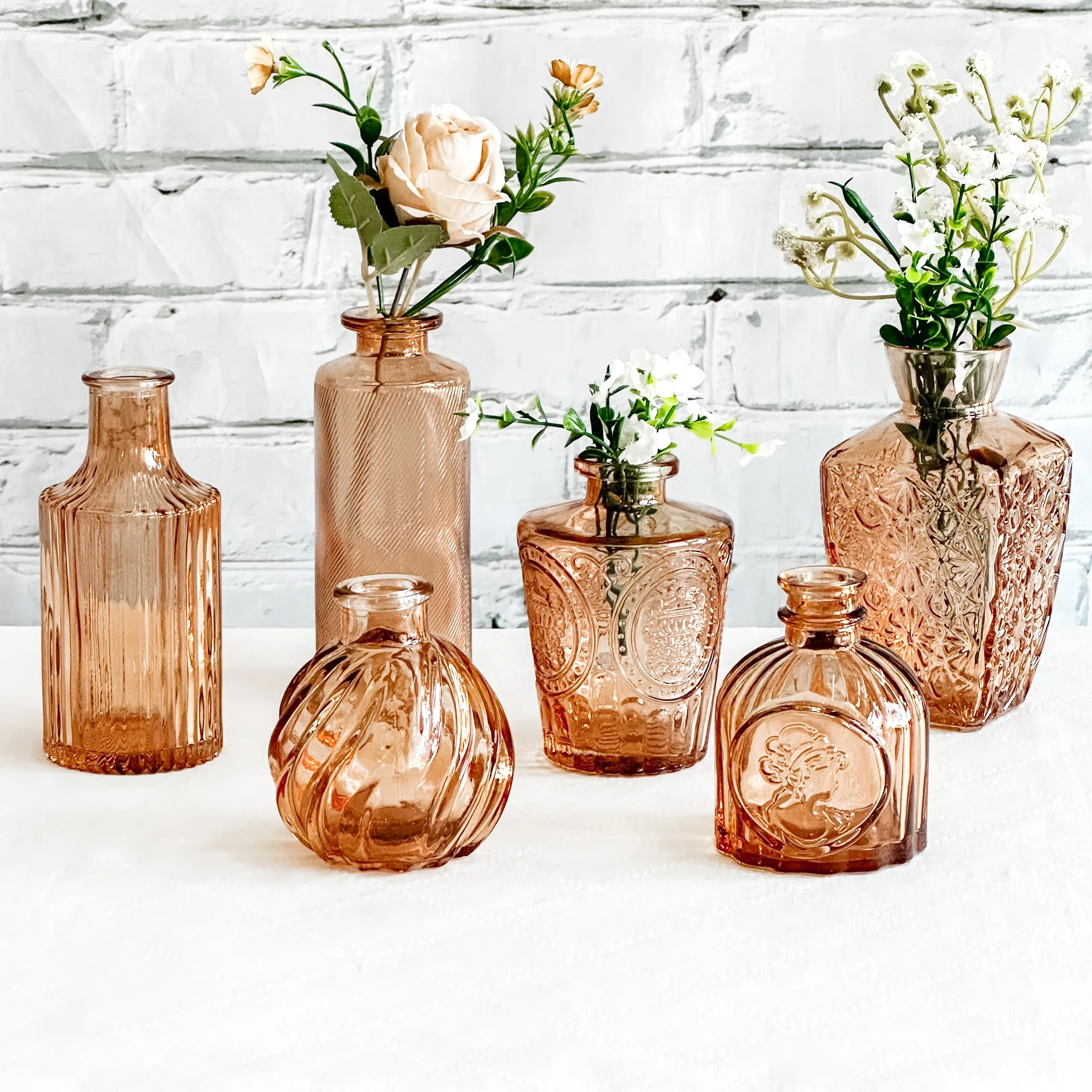 Mixed Vintage Bud Vase - Light Amber