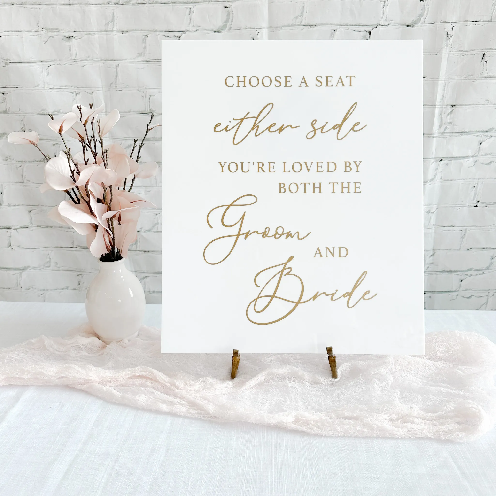 Choose A Seat Acrylic Sign (Victoria) - White/Gold