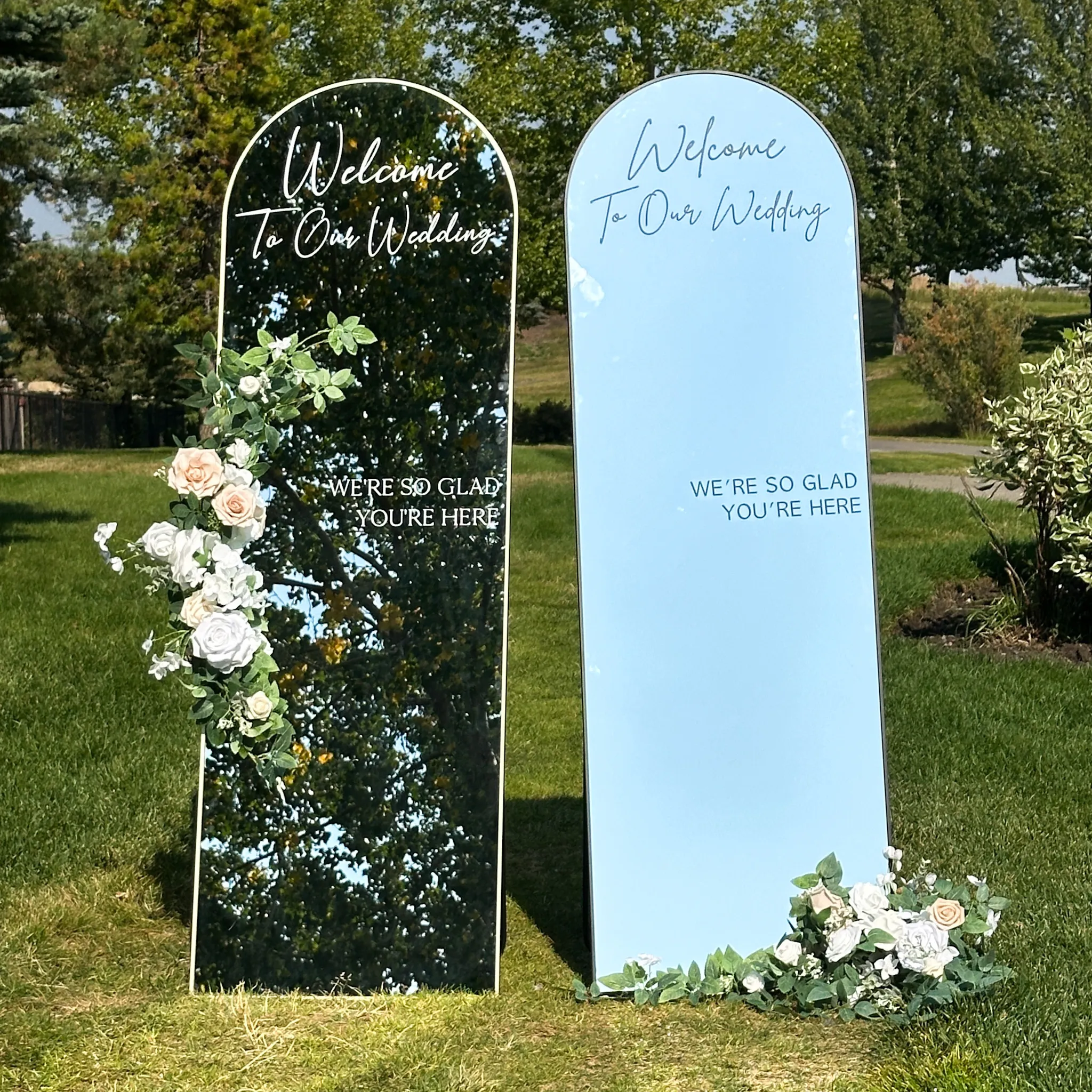 Standing Arch Mirror - "Welcome To Our Wedding"