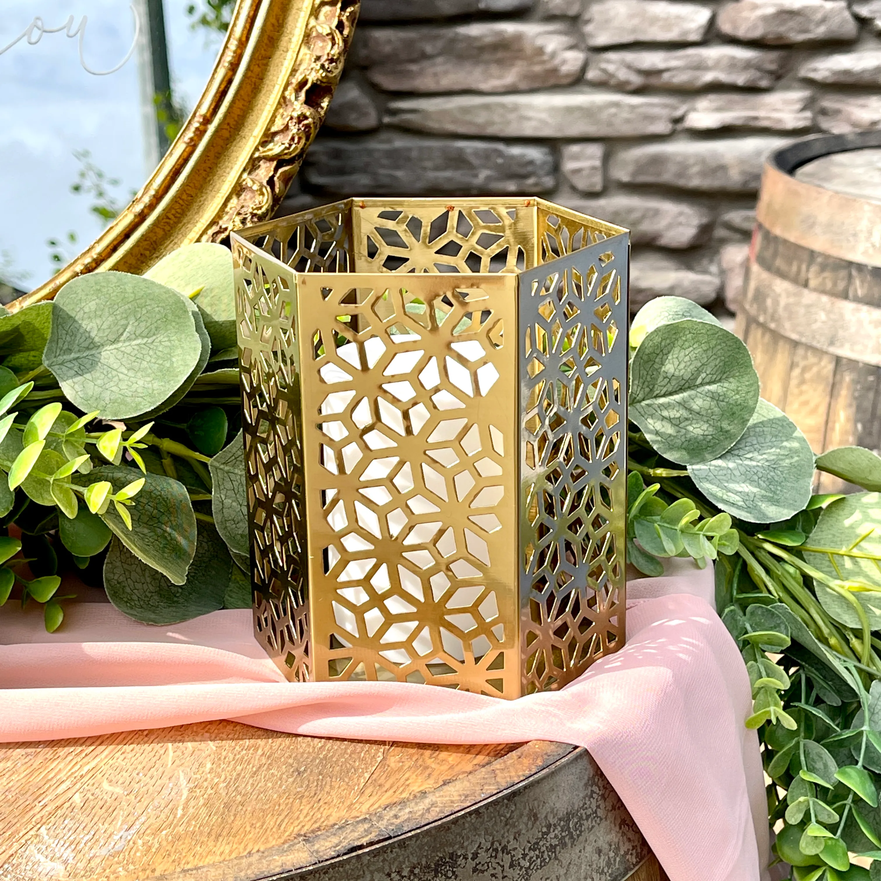 Gold Hexagon Candle Holder