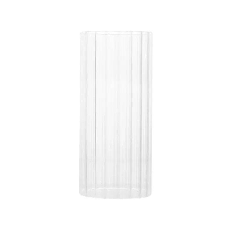 Ribbed Glass Cylinder Vase (10")