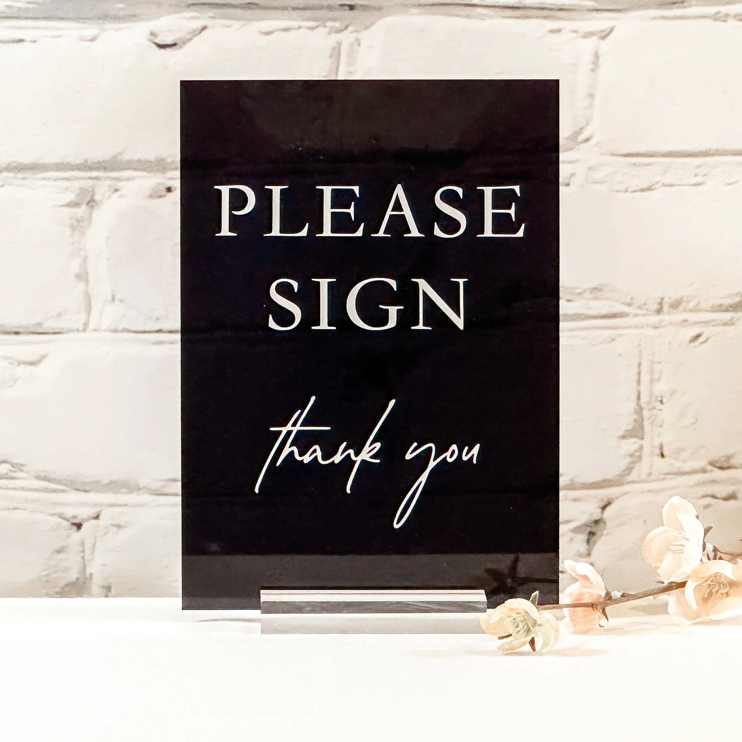 Please Sign Acrylic Sign (Rome) - Black/White
