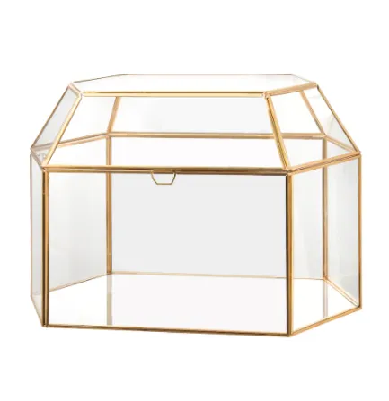 Card Box - Gold Geometric Glass