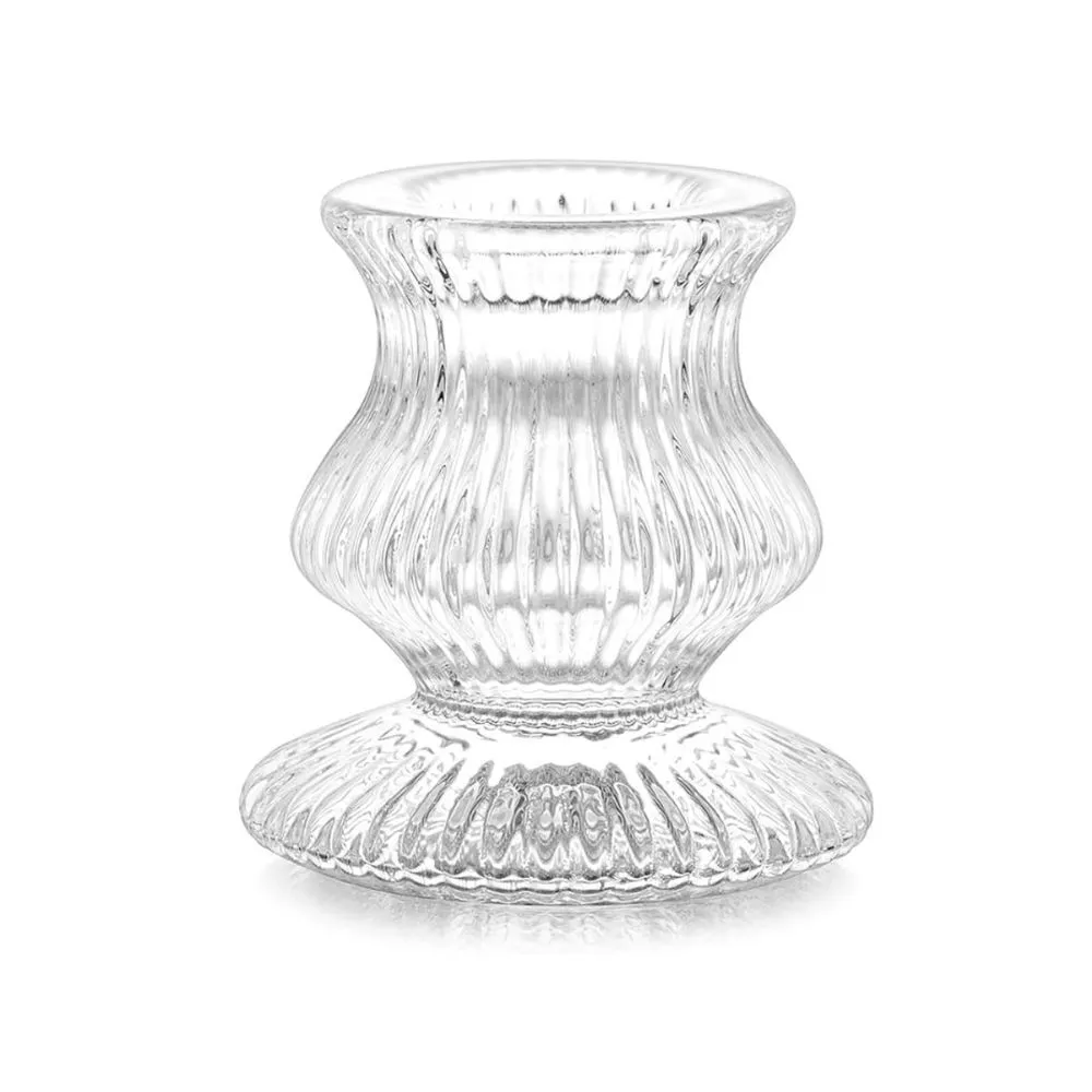 Ribbed Glass Candlestick
