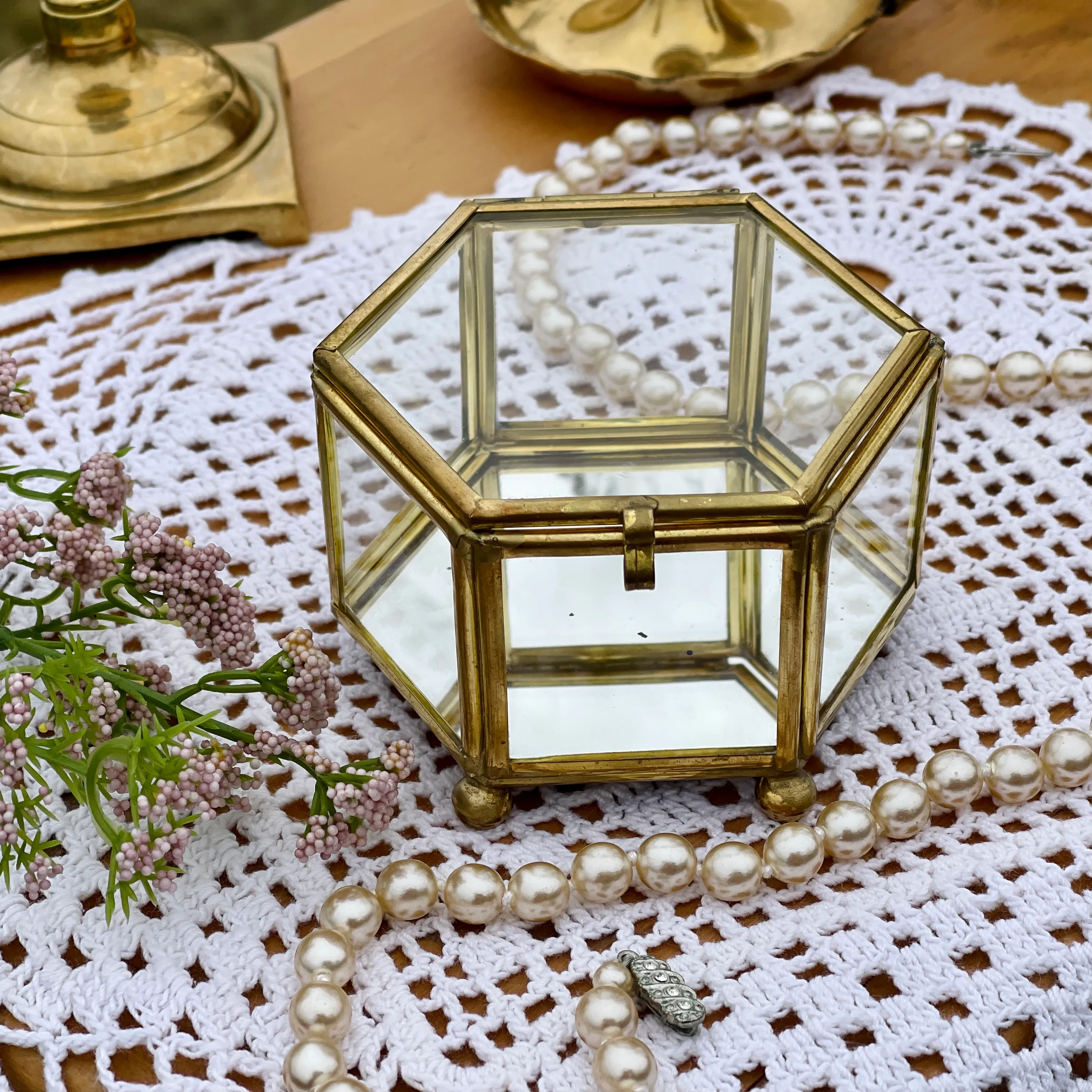 Gold Hexagon Ring Box