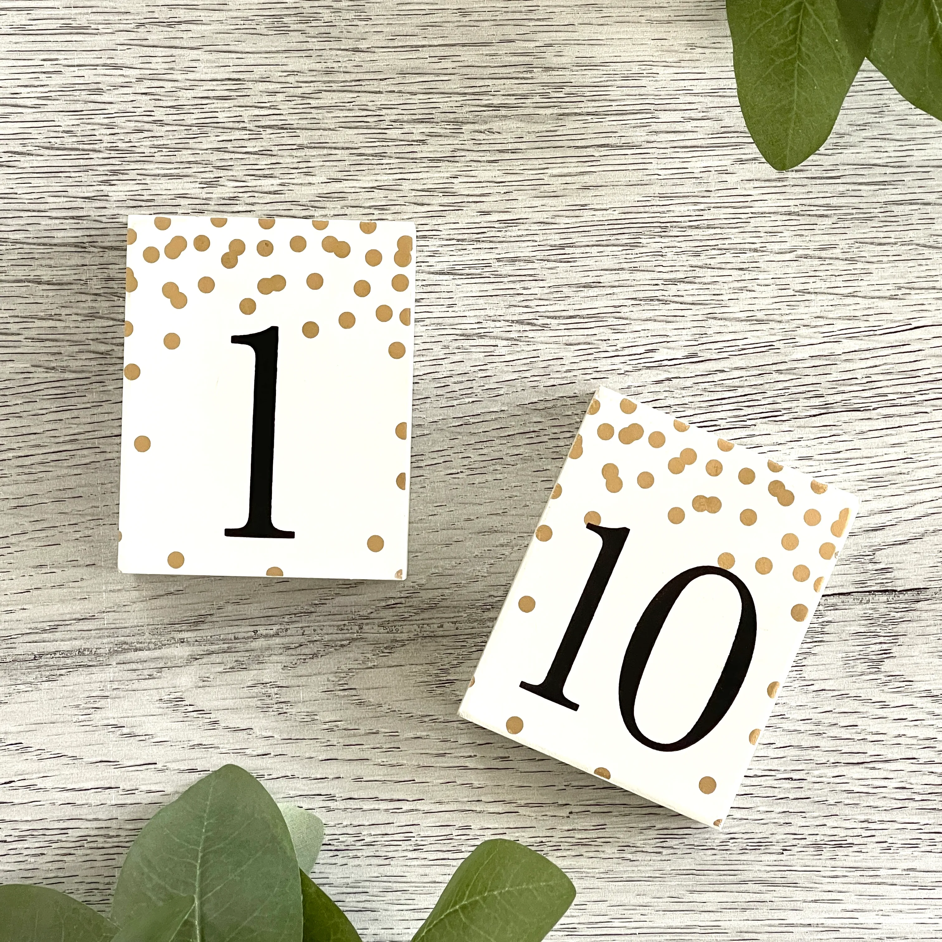 Gold Dot Table Numbers (#1-10)