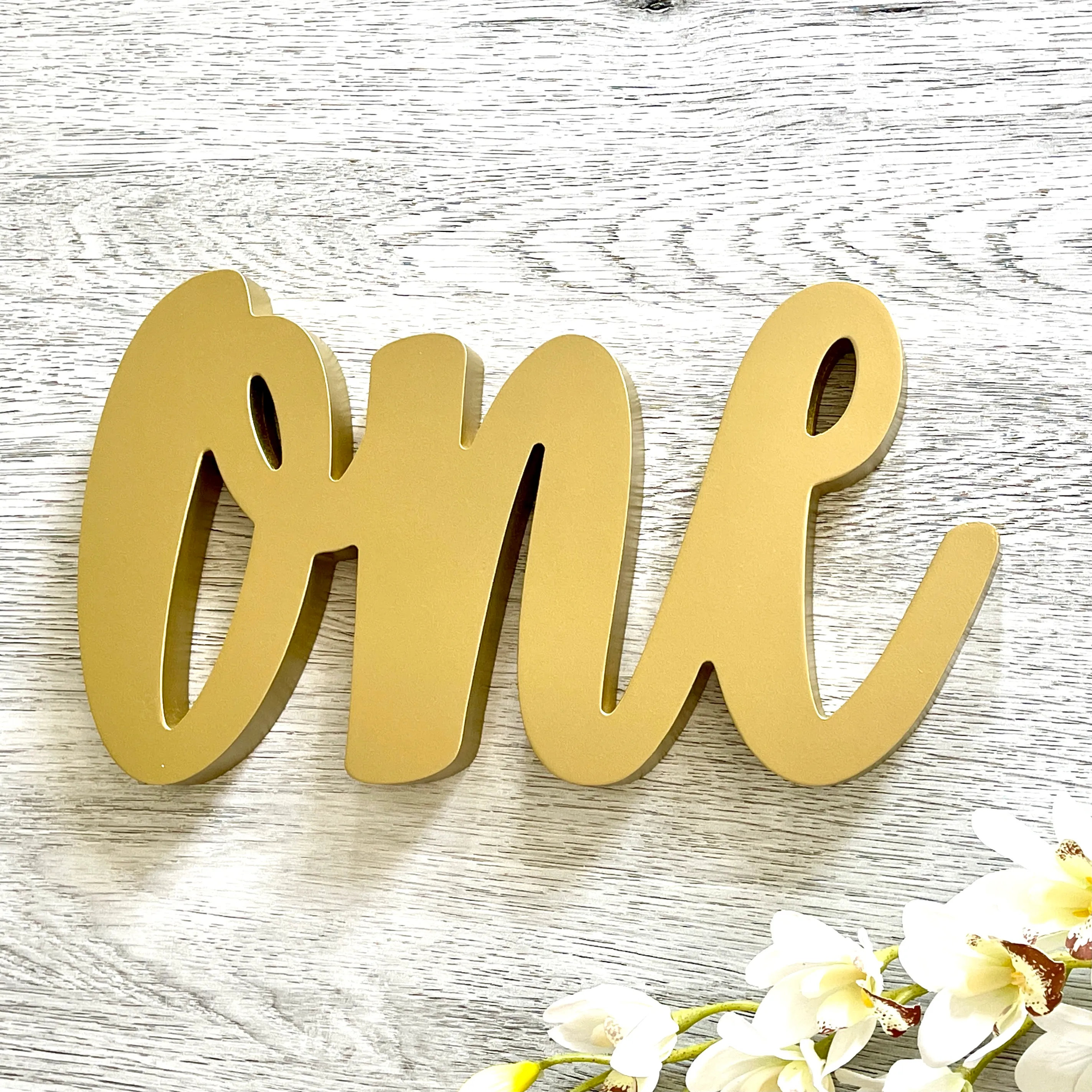 One - Gold Script Sign
