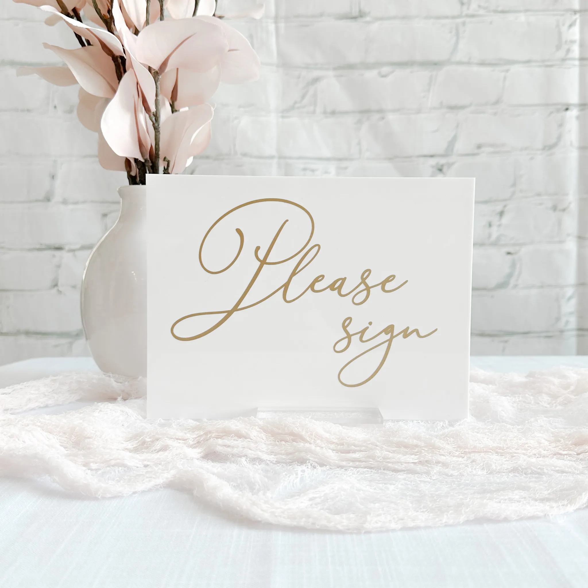 Please Sign Acrylic Sign (Victoria) - White/Gold