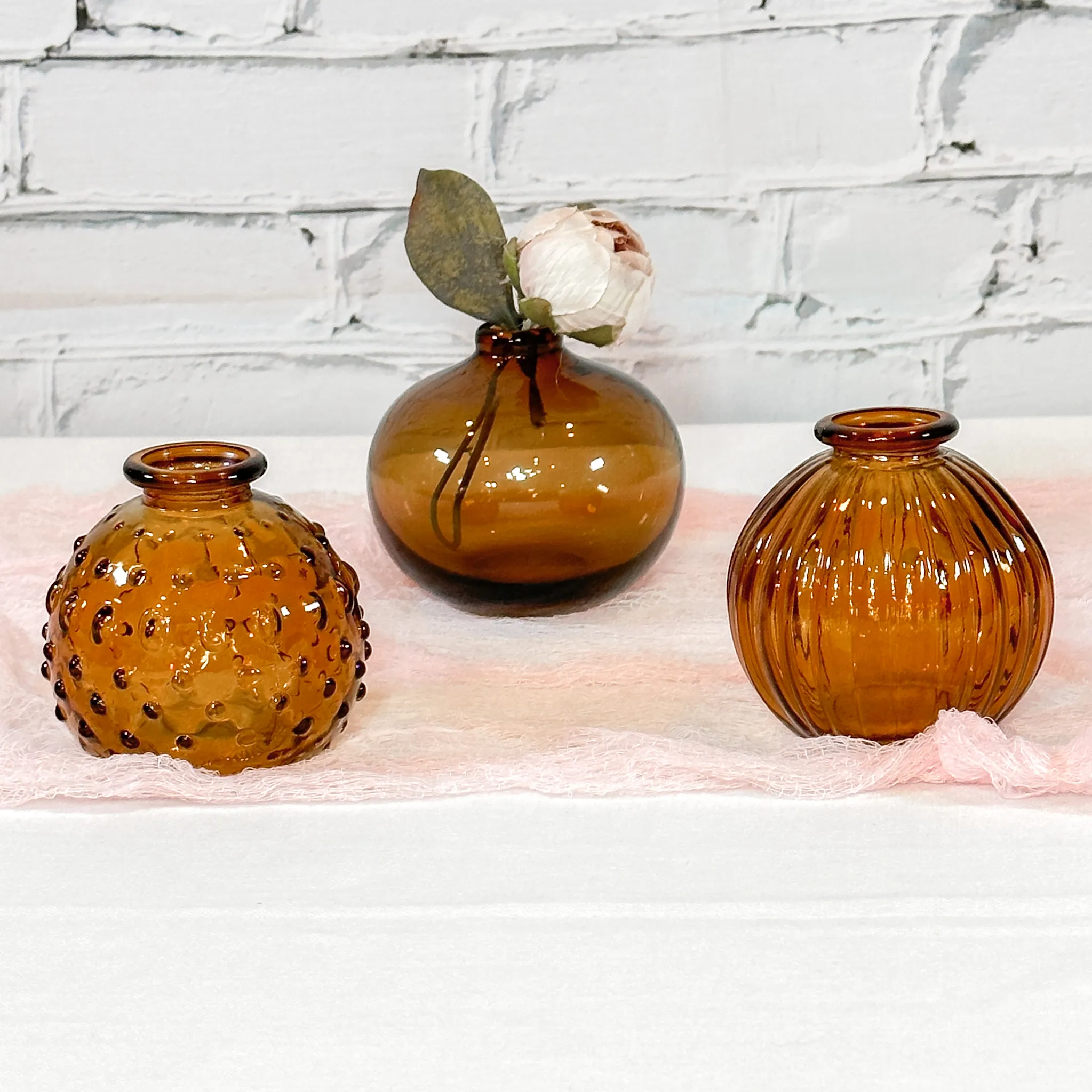 Assorted Amber Round Glass Vase