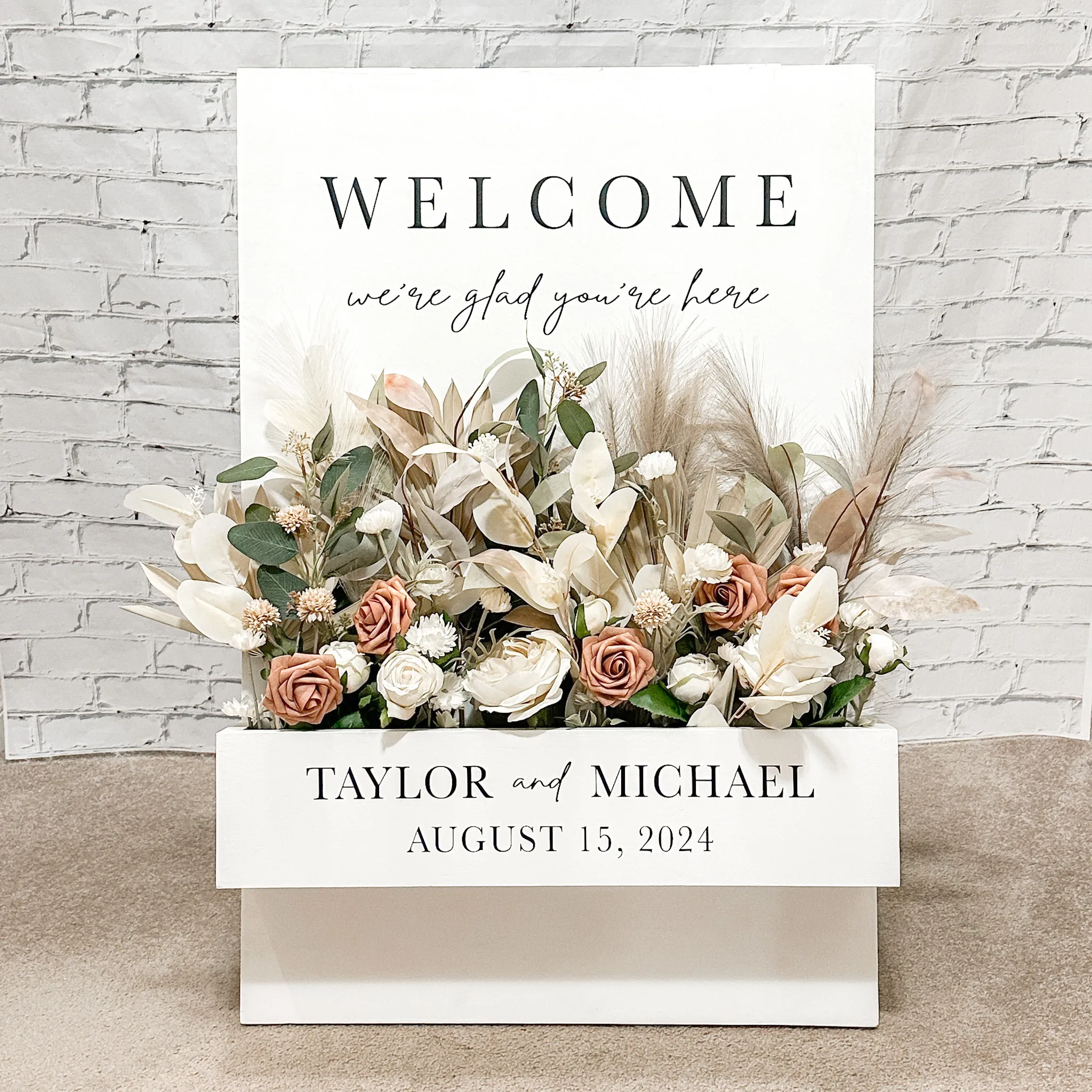 Custom Flower Box Welcome Sign - Boho