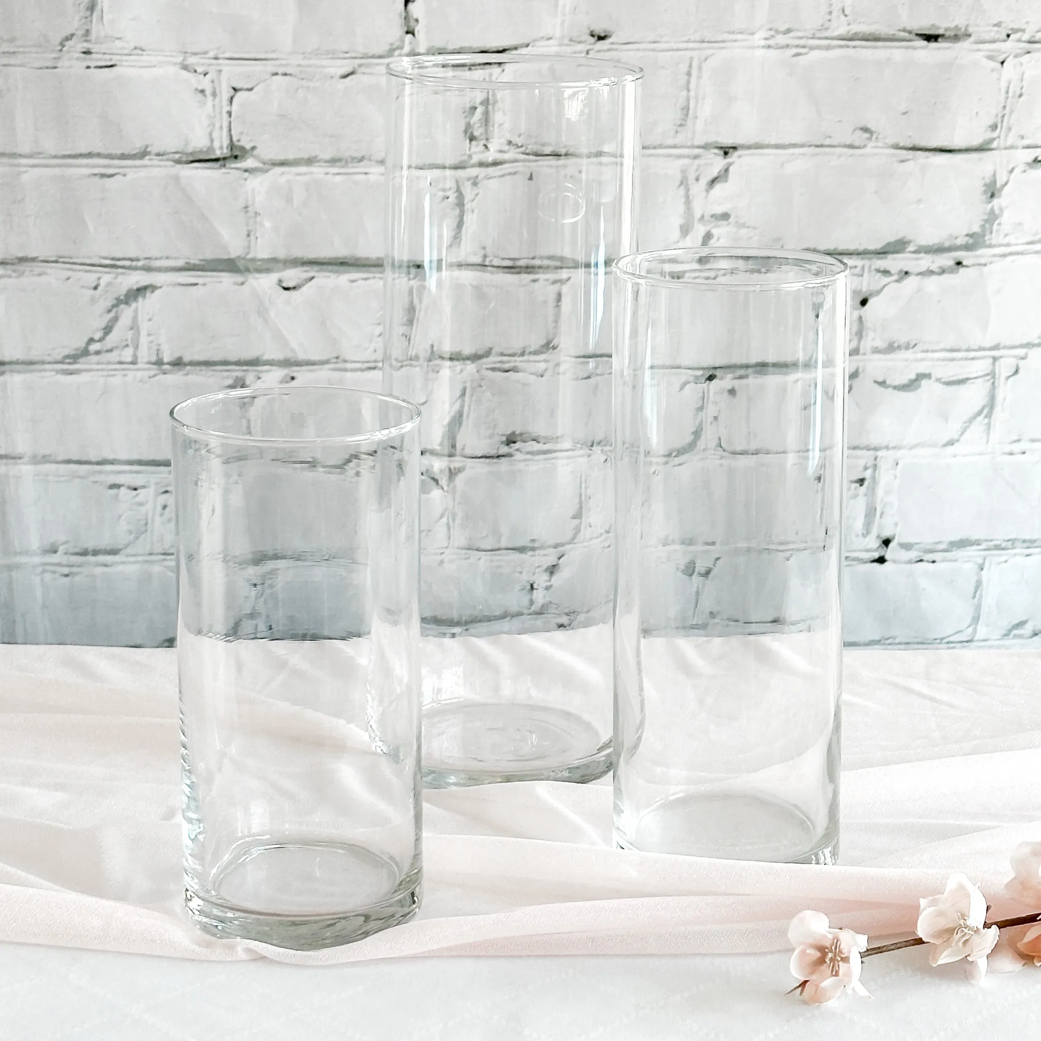Glass Cylinder Vase Trio