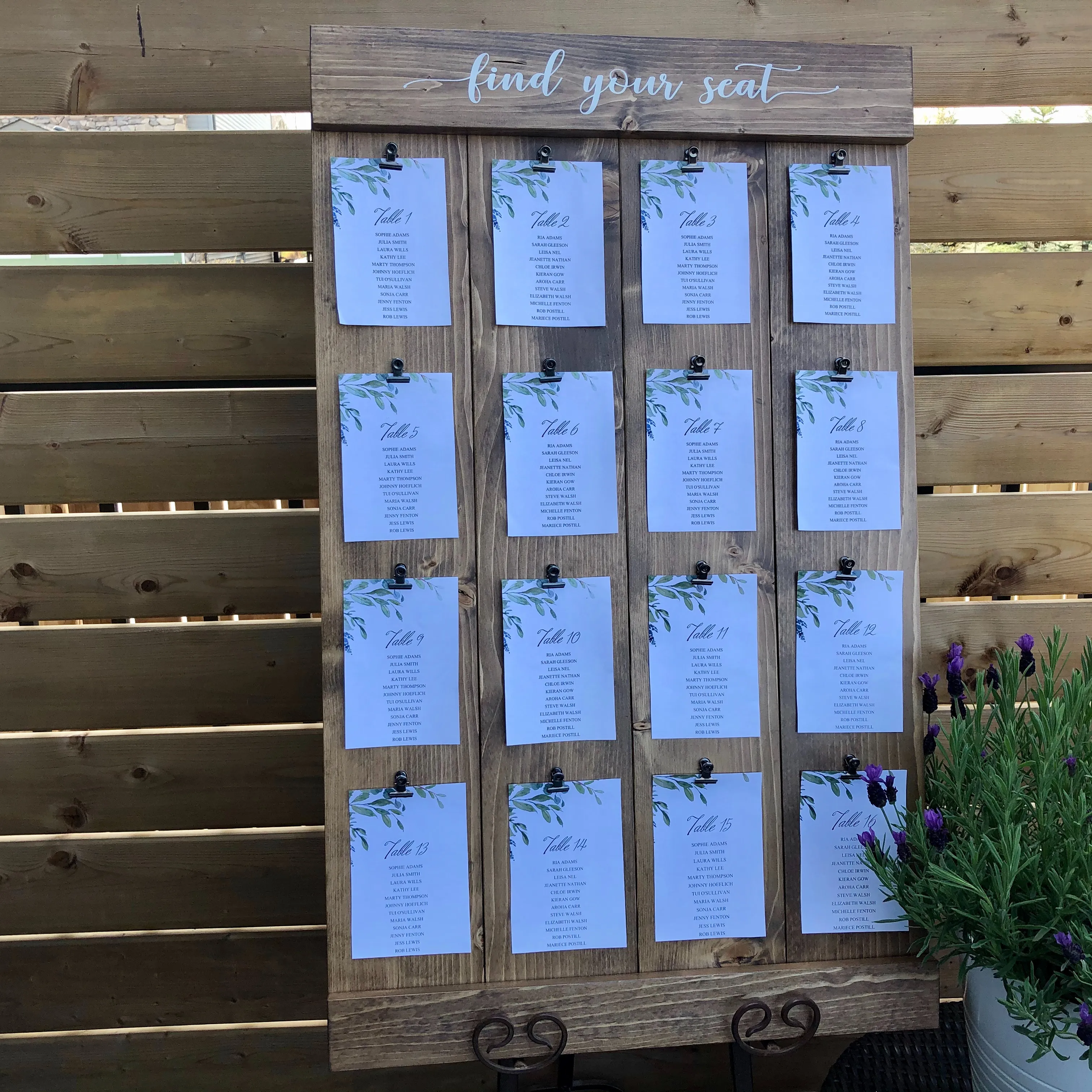 Medium Wood Seating Chart (Napa) - Light