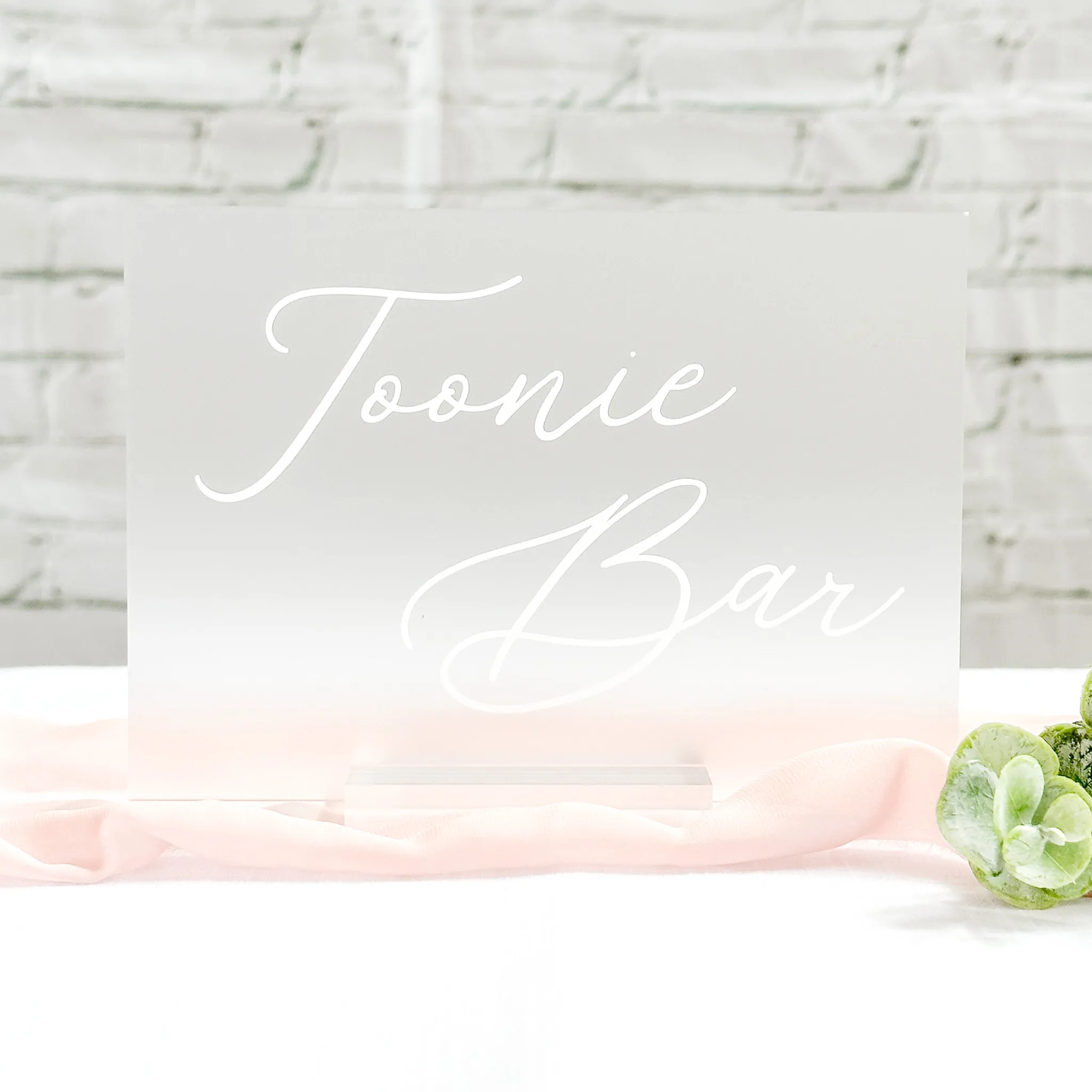 Toonie Bar Acrylic Sign (Milan) - Frosted/White