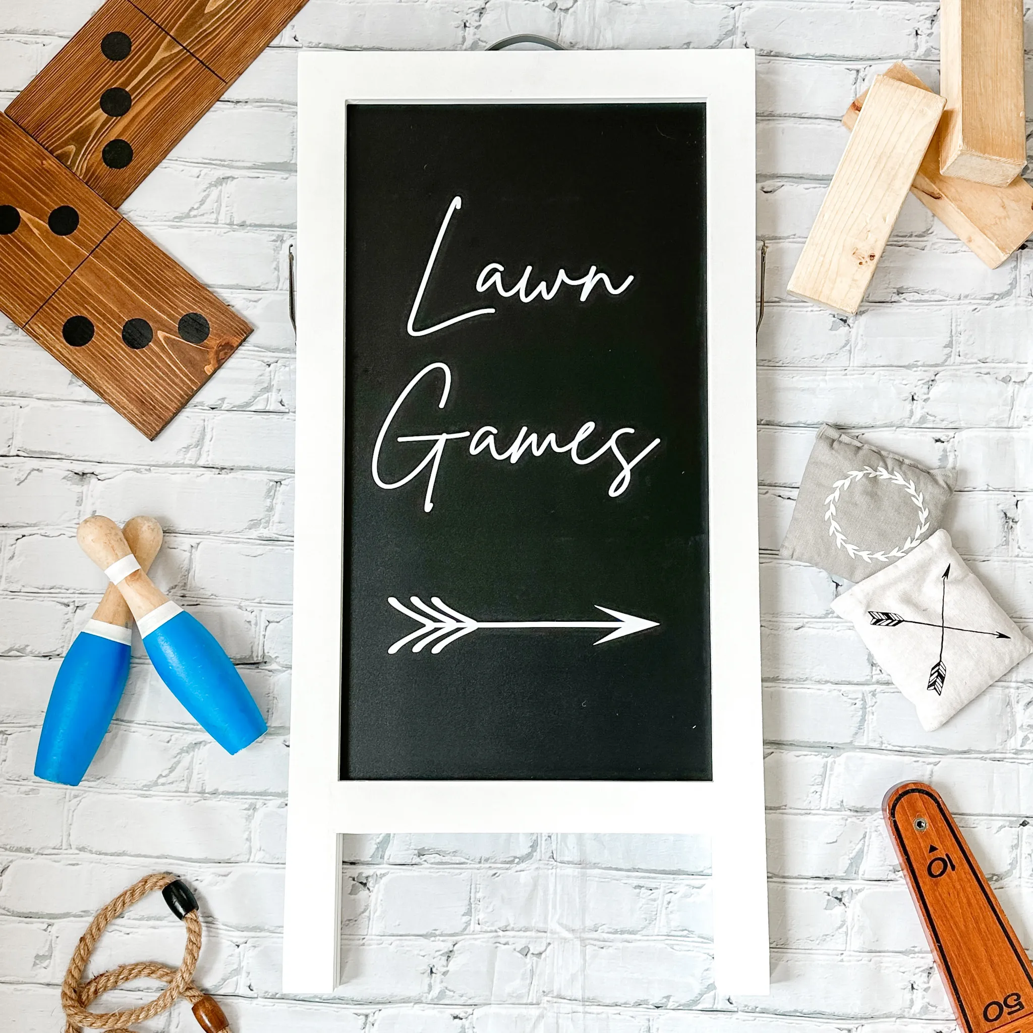 Lawn Games - White Frame Sign