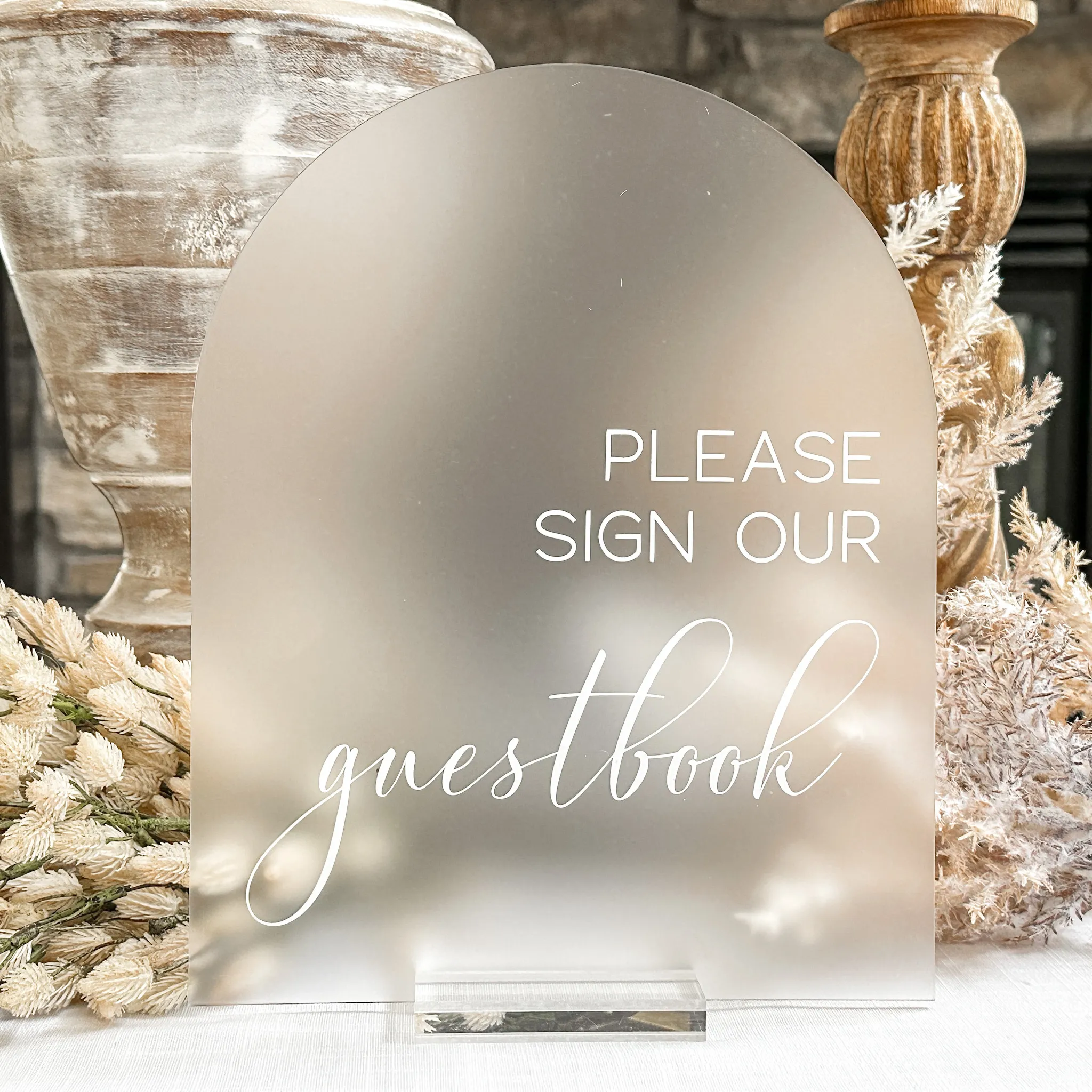 Guestbook Acrylic Sign (Havana) - Frosted/White