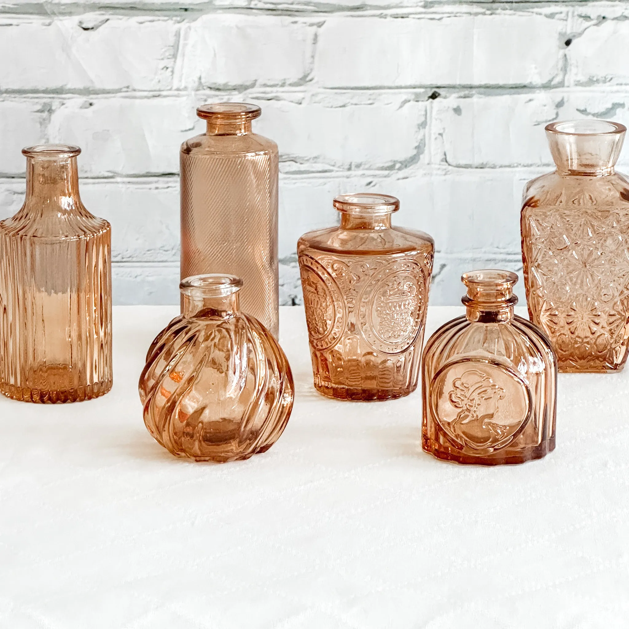 Mixed Vintage Bud Vase - Light Amber