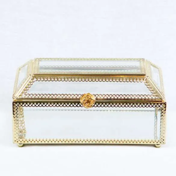 Glass & Gold Ring Box