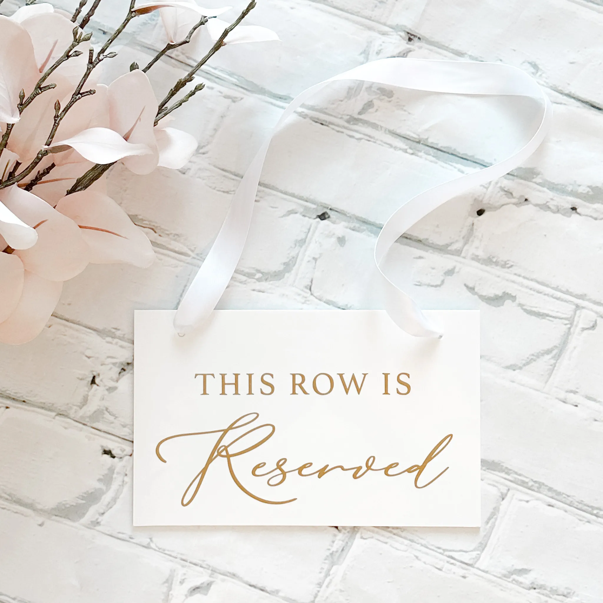 Reserved Row Hanging Acrylic Sign (Victoria) - White/Gold