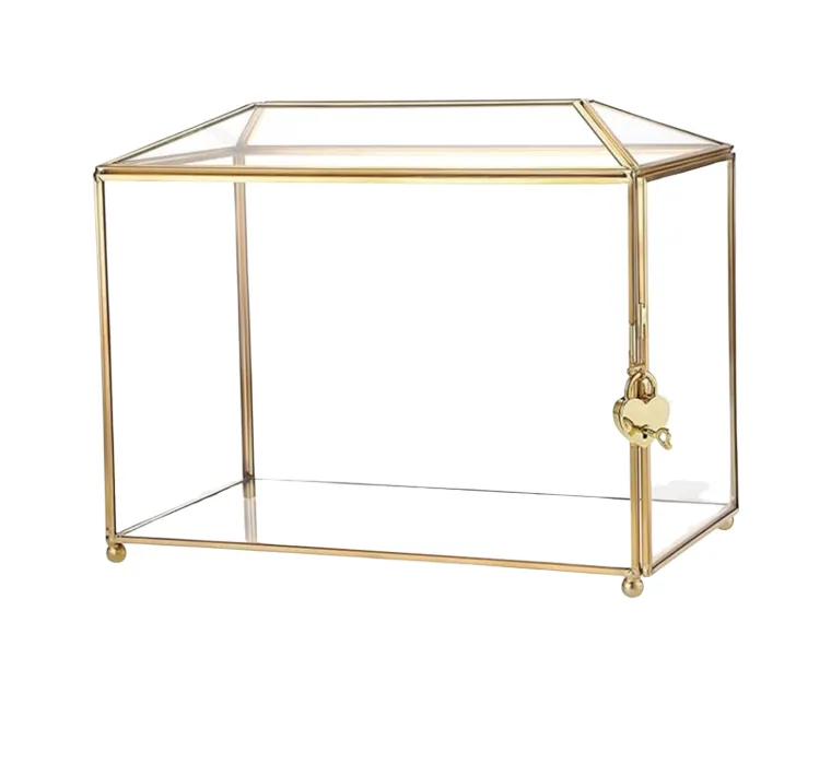 Gold Rim Glass Card Box