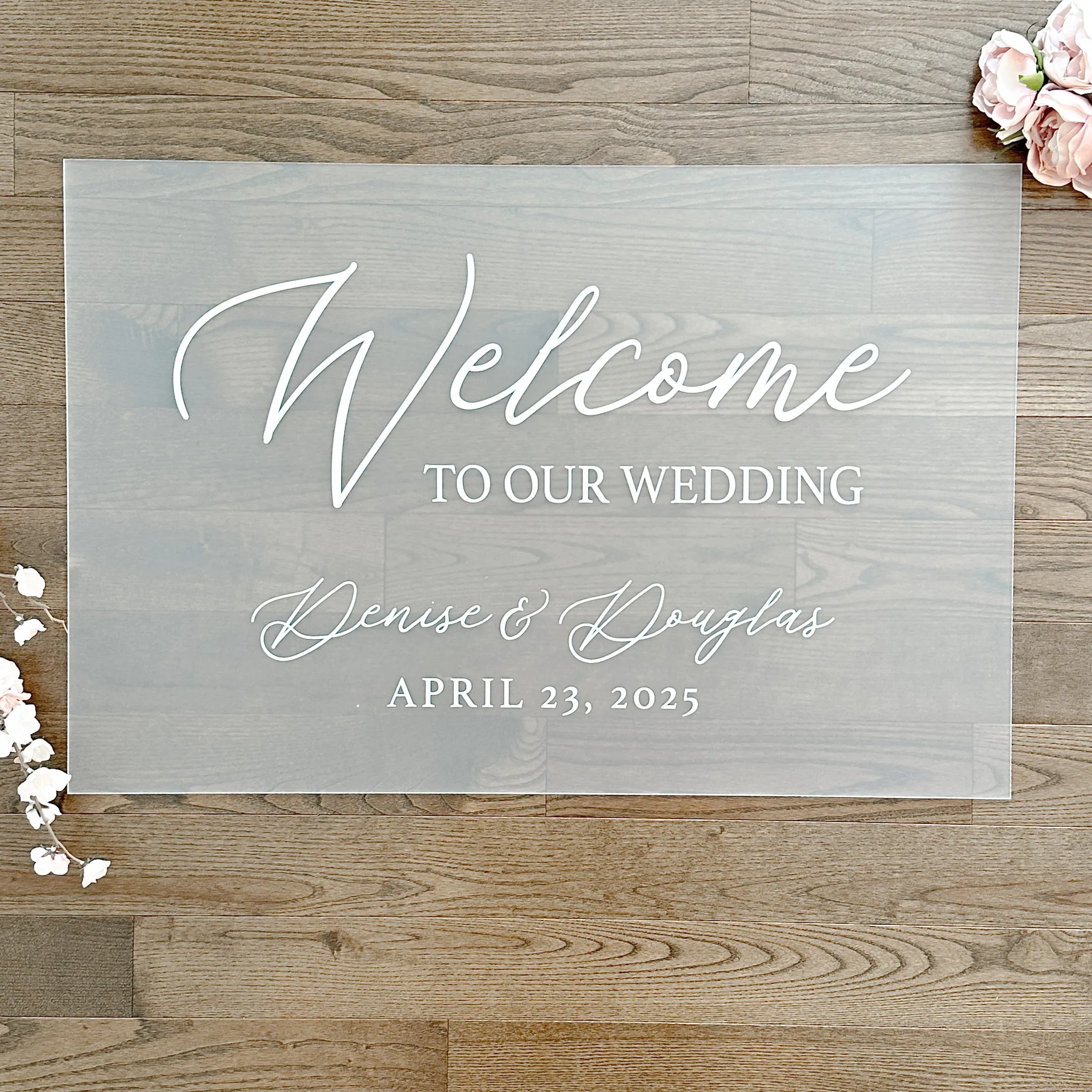 Custom Welcome Acrylic Sign (Milan) - Frosted/White