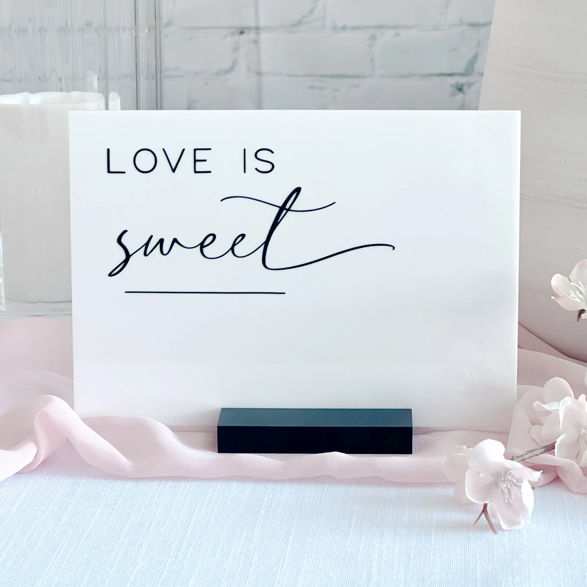 Love is Sweet Acrylic Sign (Oslo) - White/Black