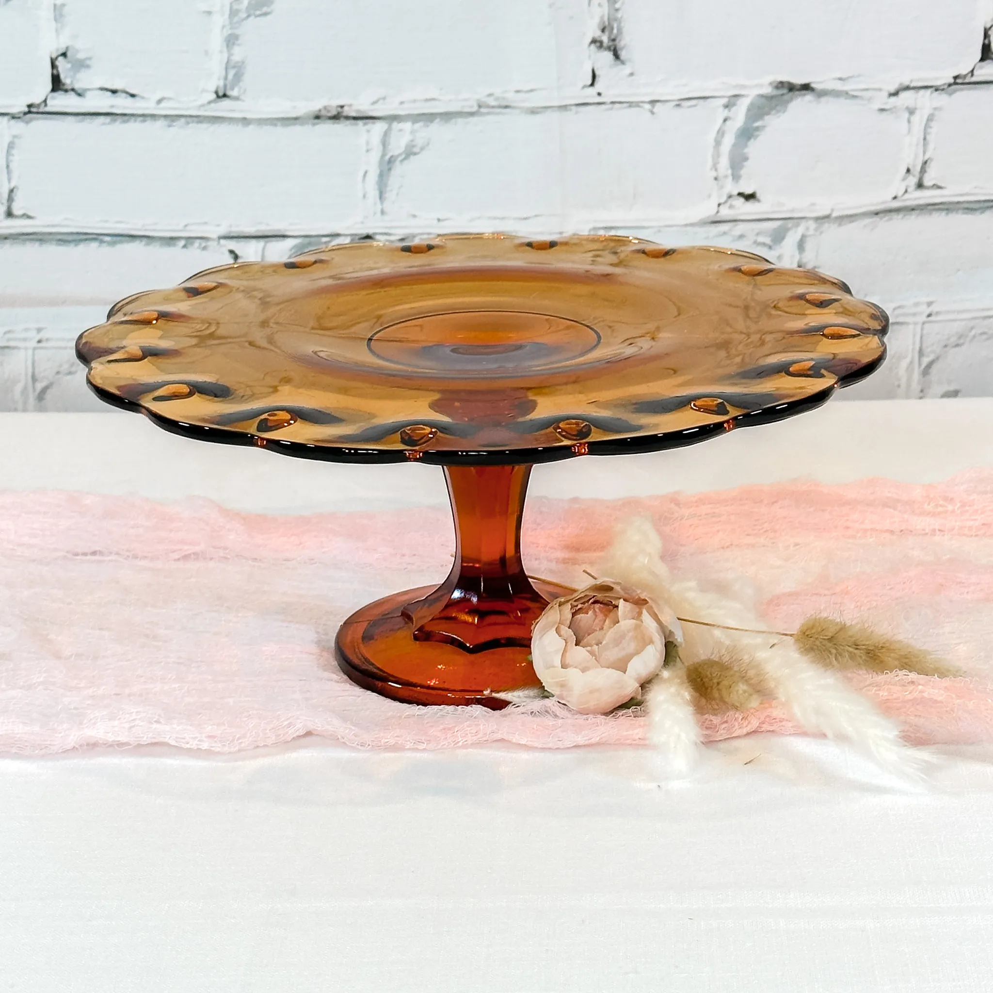 Vintage Cake Stand (11") - Amber