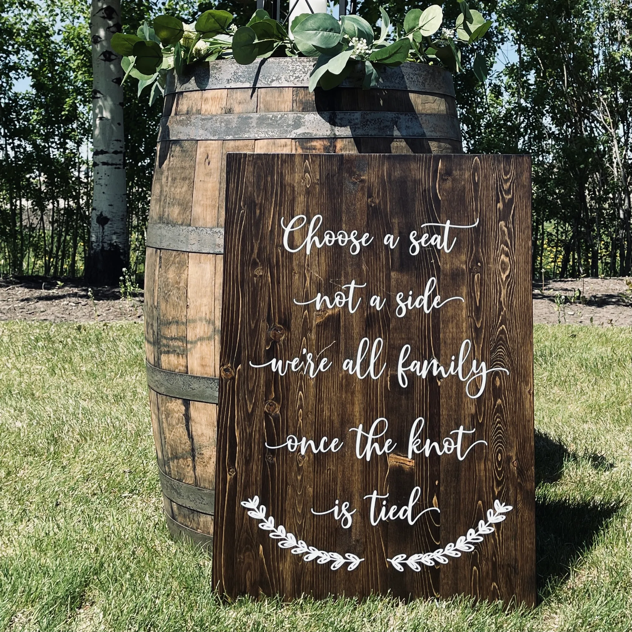 Large "Choose A Seat..." Wood Sign (Geneva) - Dark