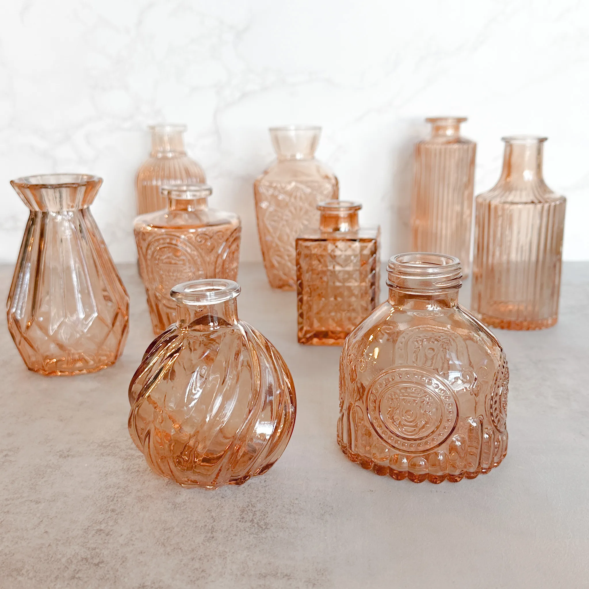 Mixed Vintage Bud Vase - Light Amber