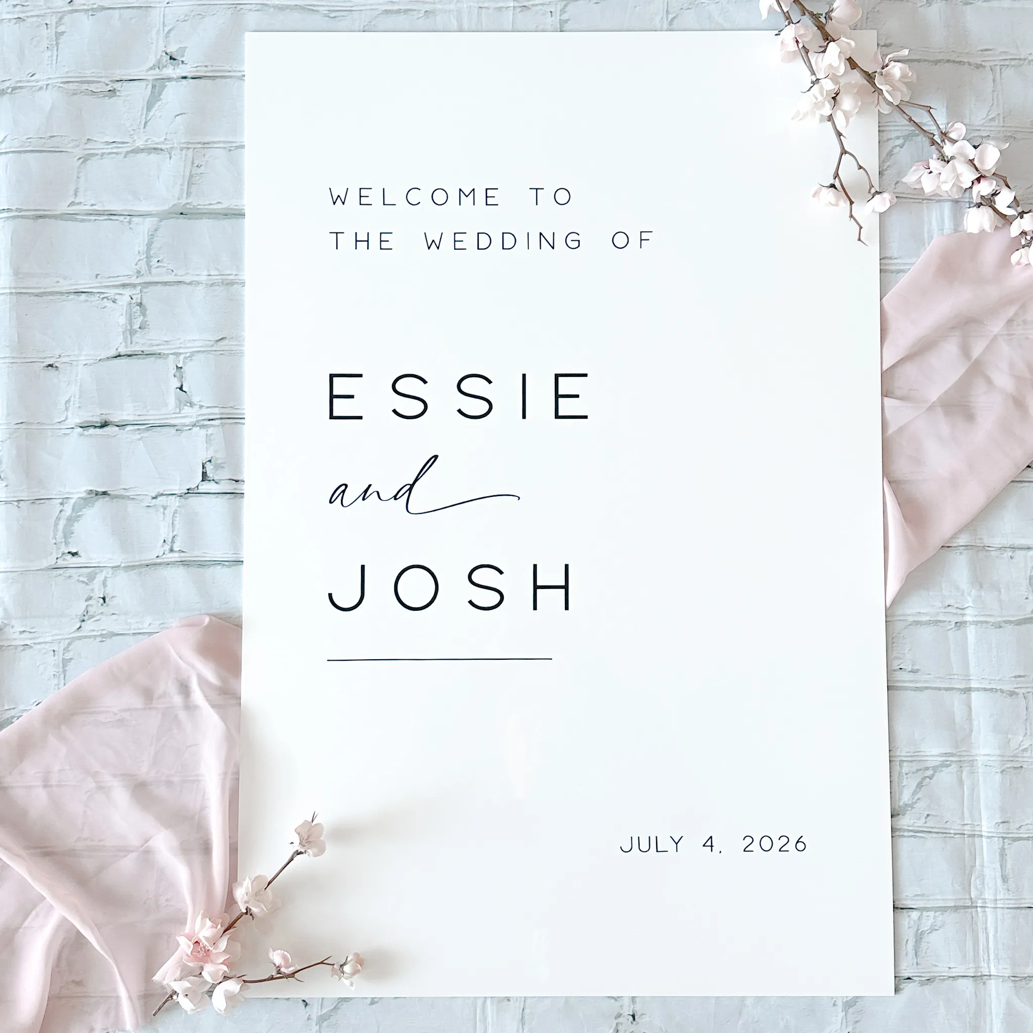 Custom Welcome Acrylic Sign (Oslo) - White/Black