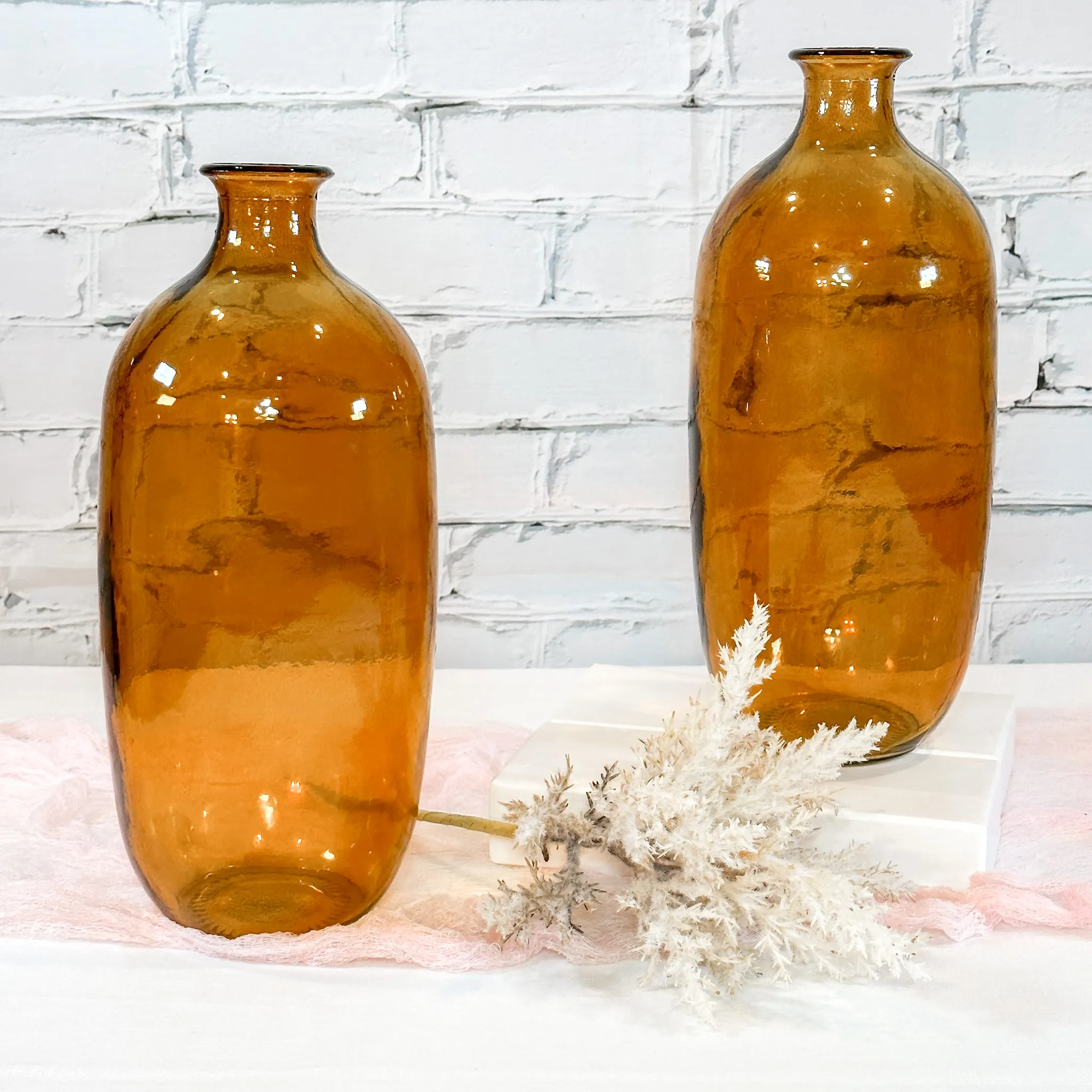 Amber Glass Balloon Vase - 12"