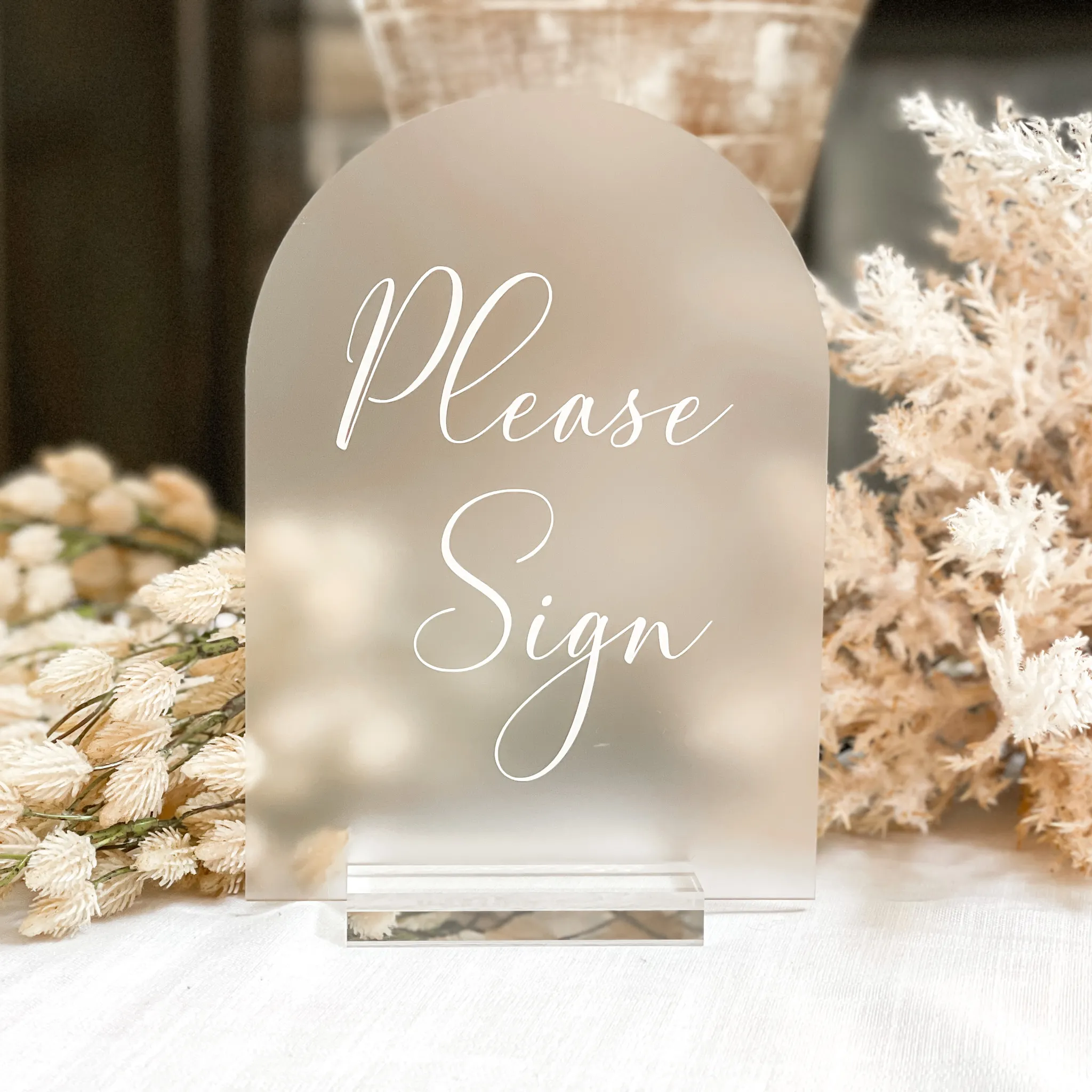 Please Sign Acrylic Sign (Havana) - Frosted/White