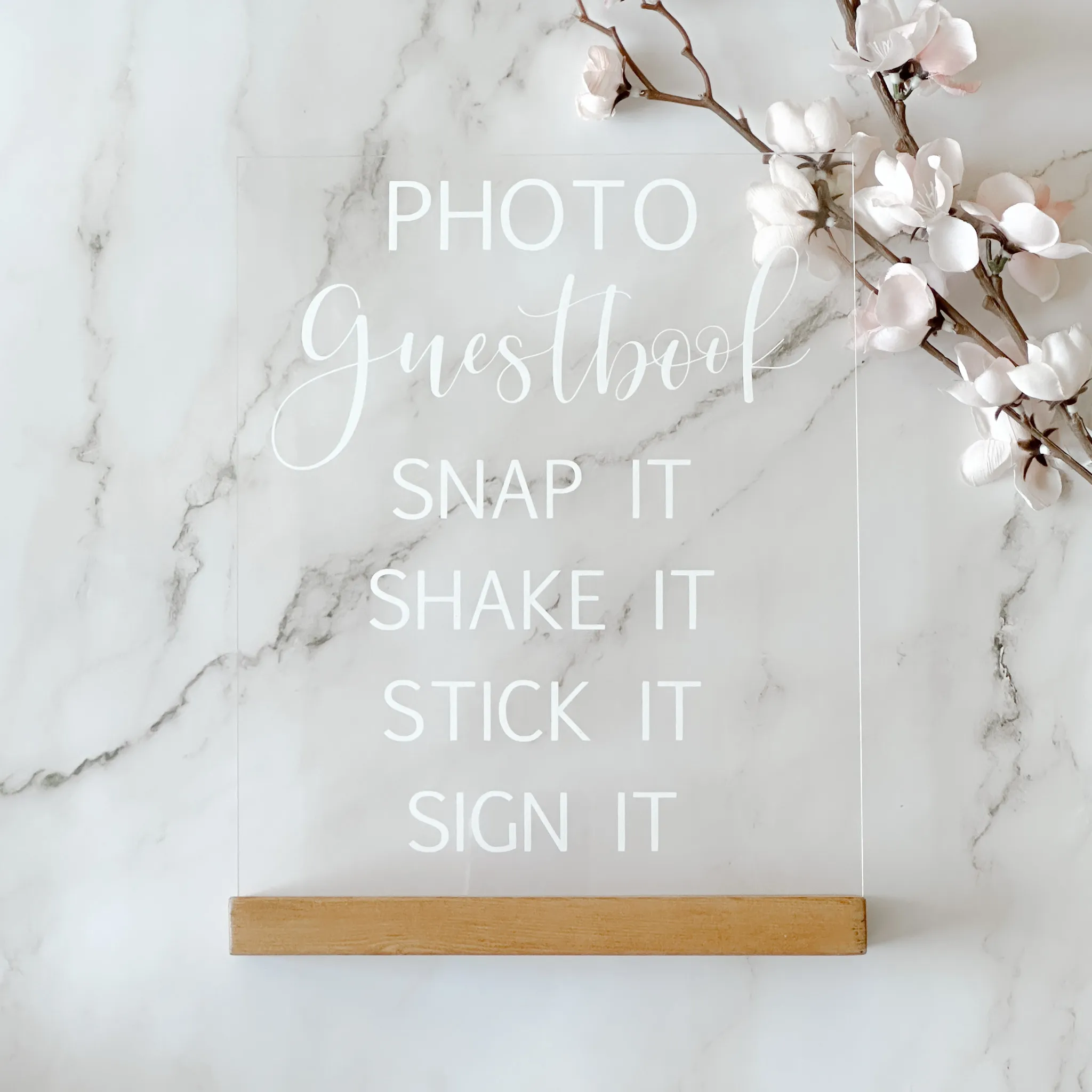 Photo Guestbook Acrylic Sign (Aspen)  - Clear/White