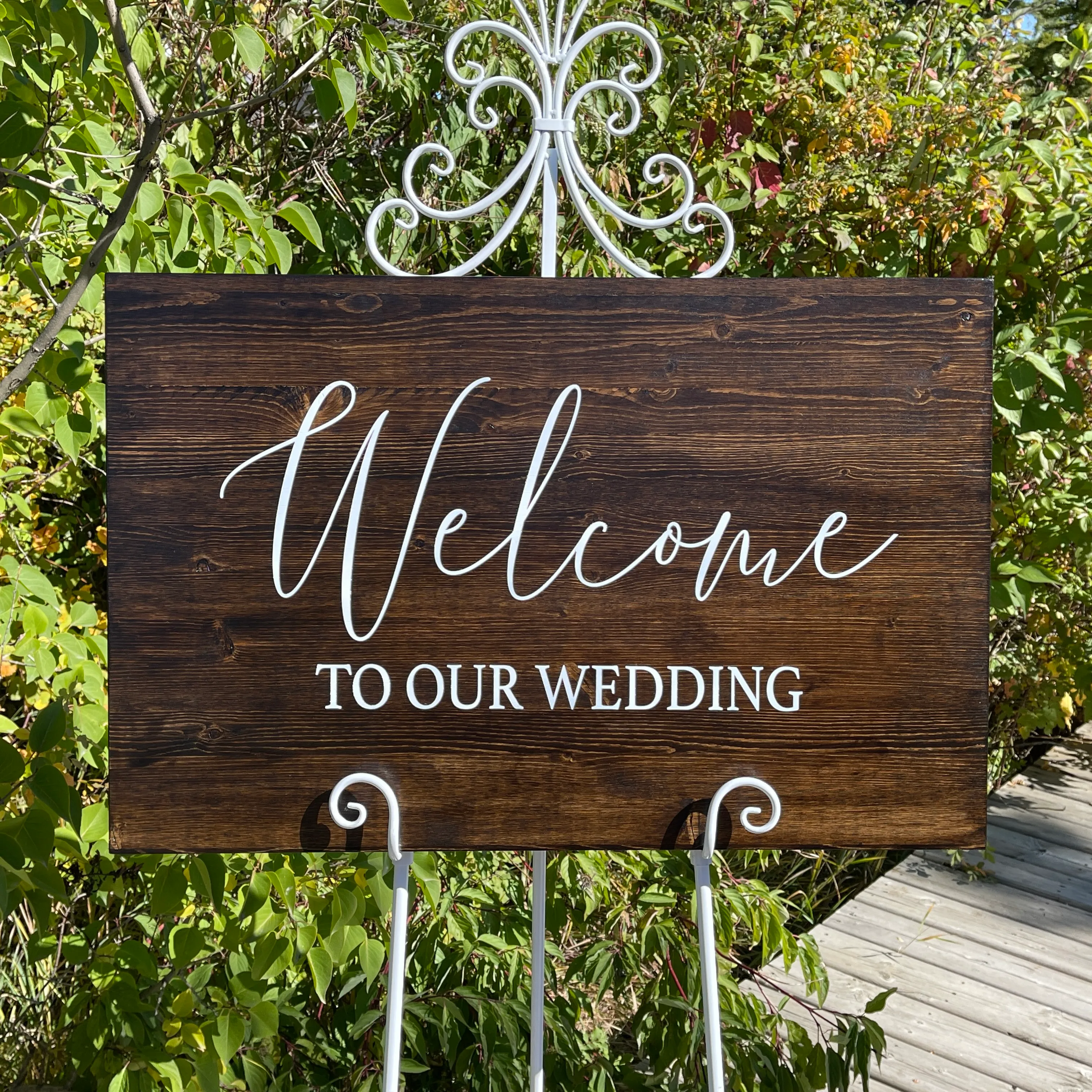 Large "Welcome" Wood Sign (Geneva) - Dark