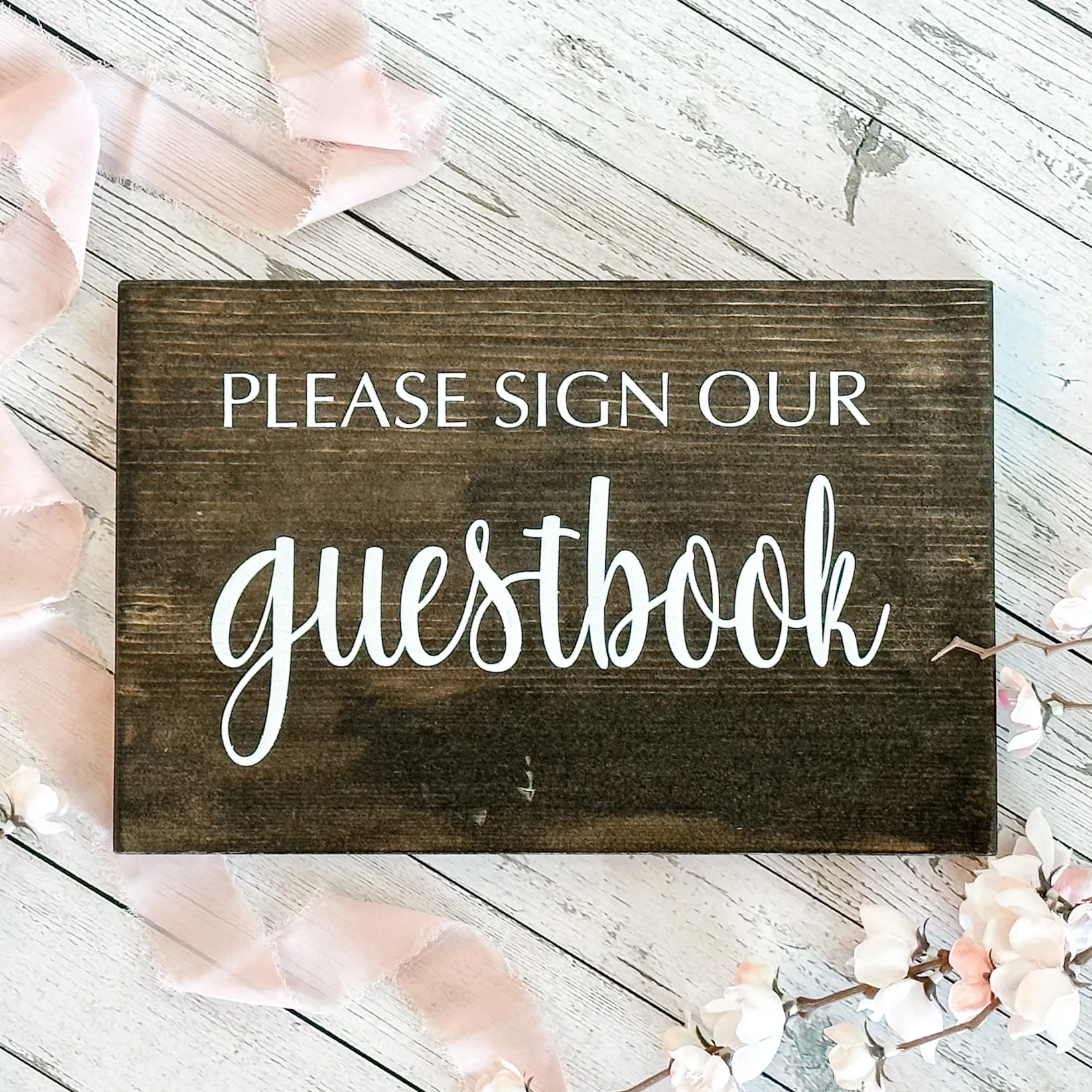 Guestbook Wood Sign (Geneva) - Dark