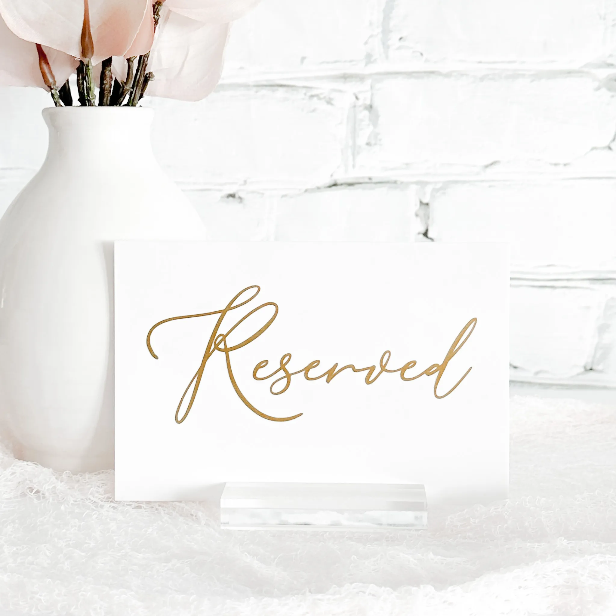 Reserved Acrylic Sign (Victoria) - White/Gold