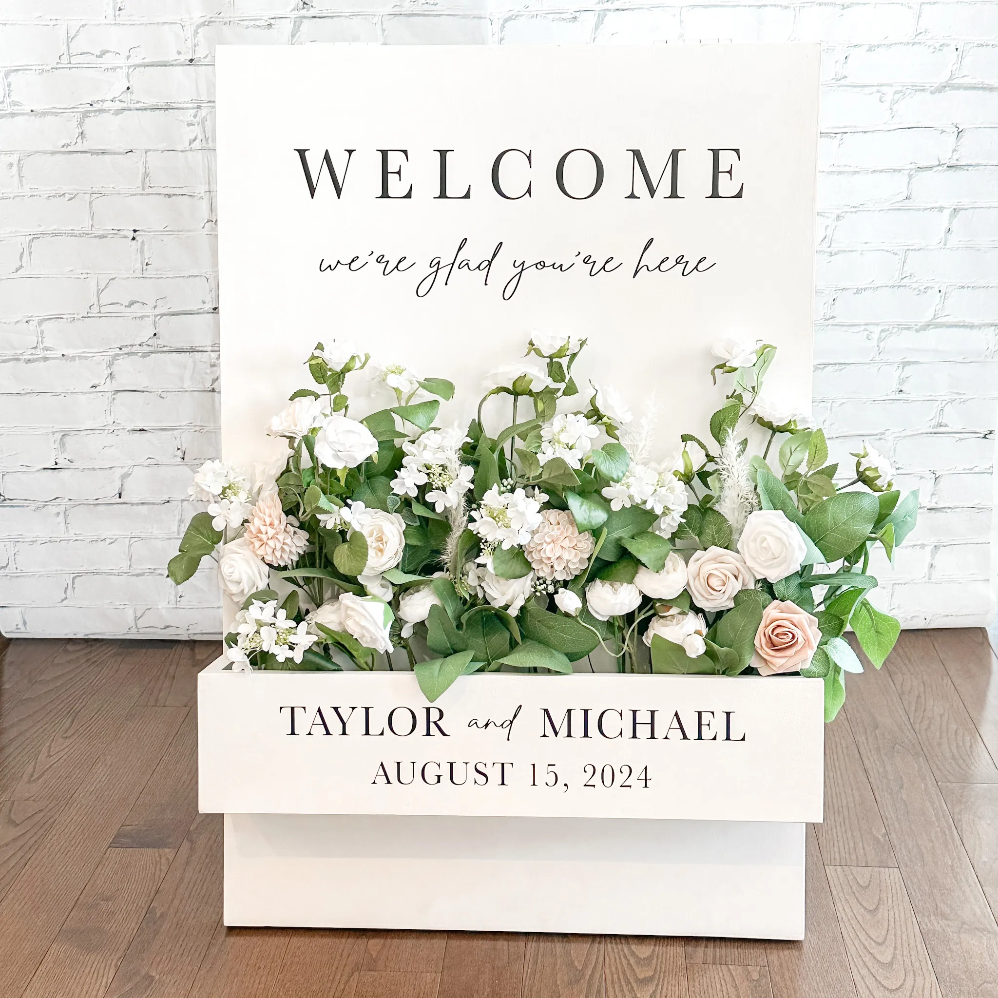 Custom Flower Box Welcome Sign - Neutral