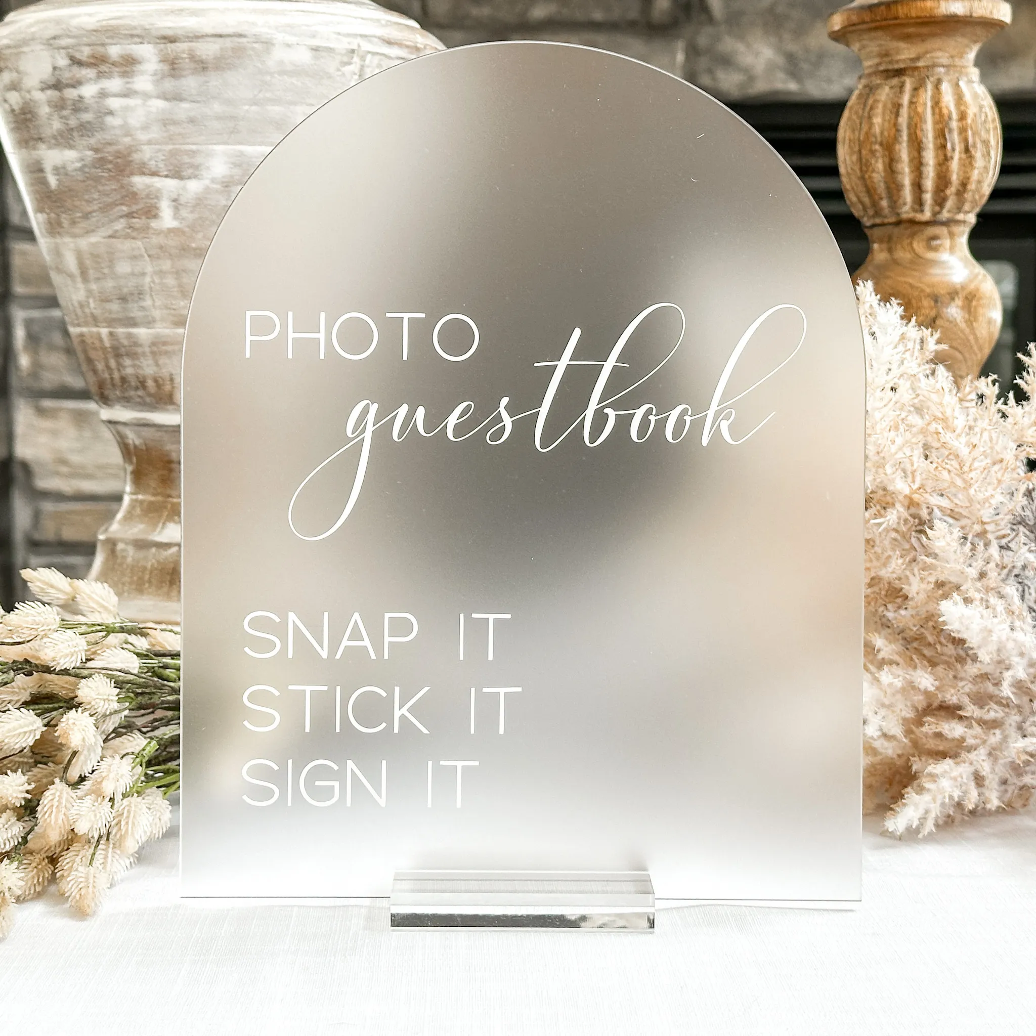 Photo Guestbook Acrylic Sign (Havana) - Frosted/White