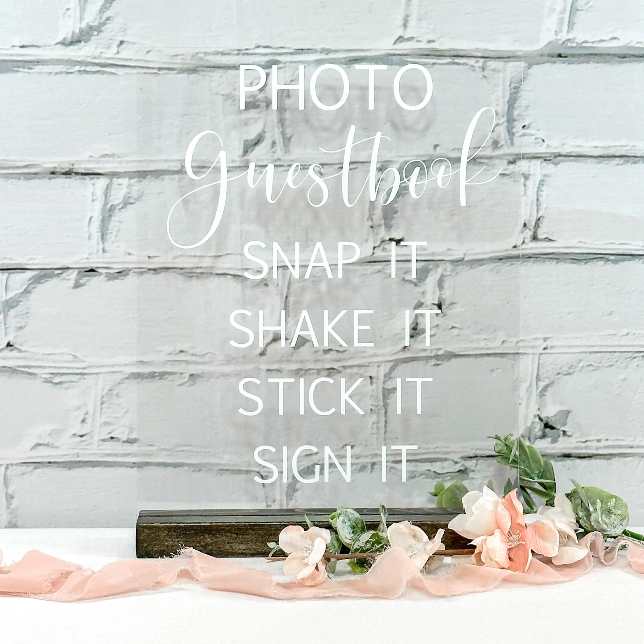 Photo Guestbook Acrylic Sign (Windsor) - Clear/White