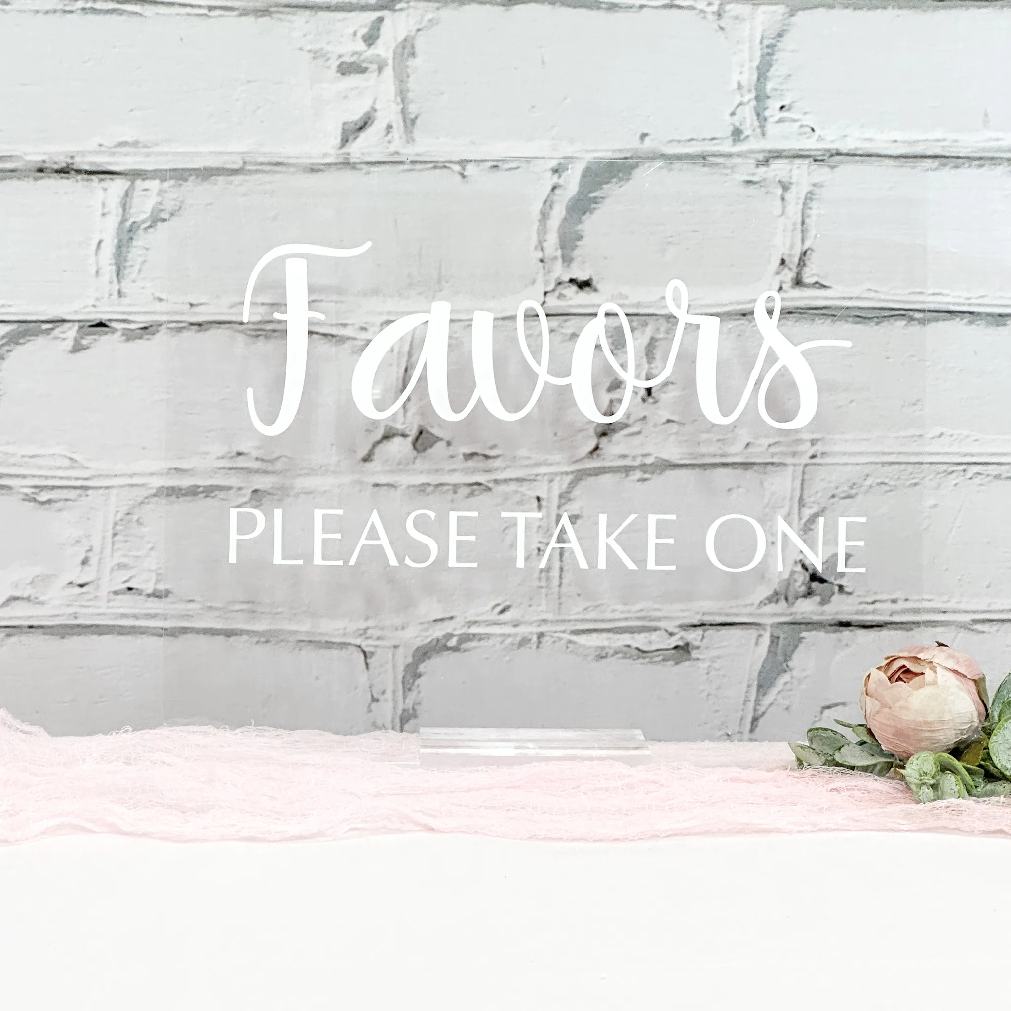 Favors Acrylic Sign (Capri) - Clear/White